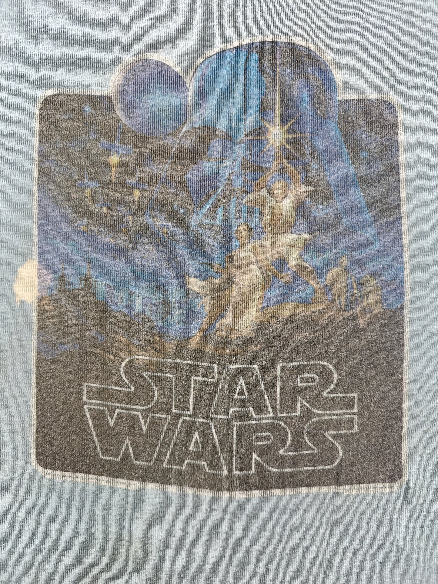 Front graphic of Vintage Star Wars Baby Tee SZ XXS - AS IS