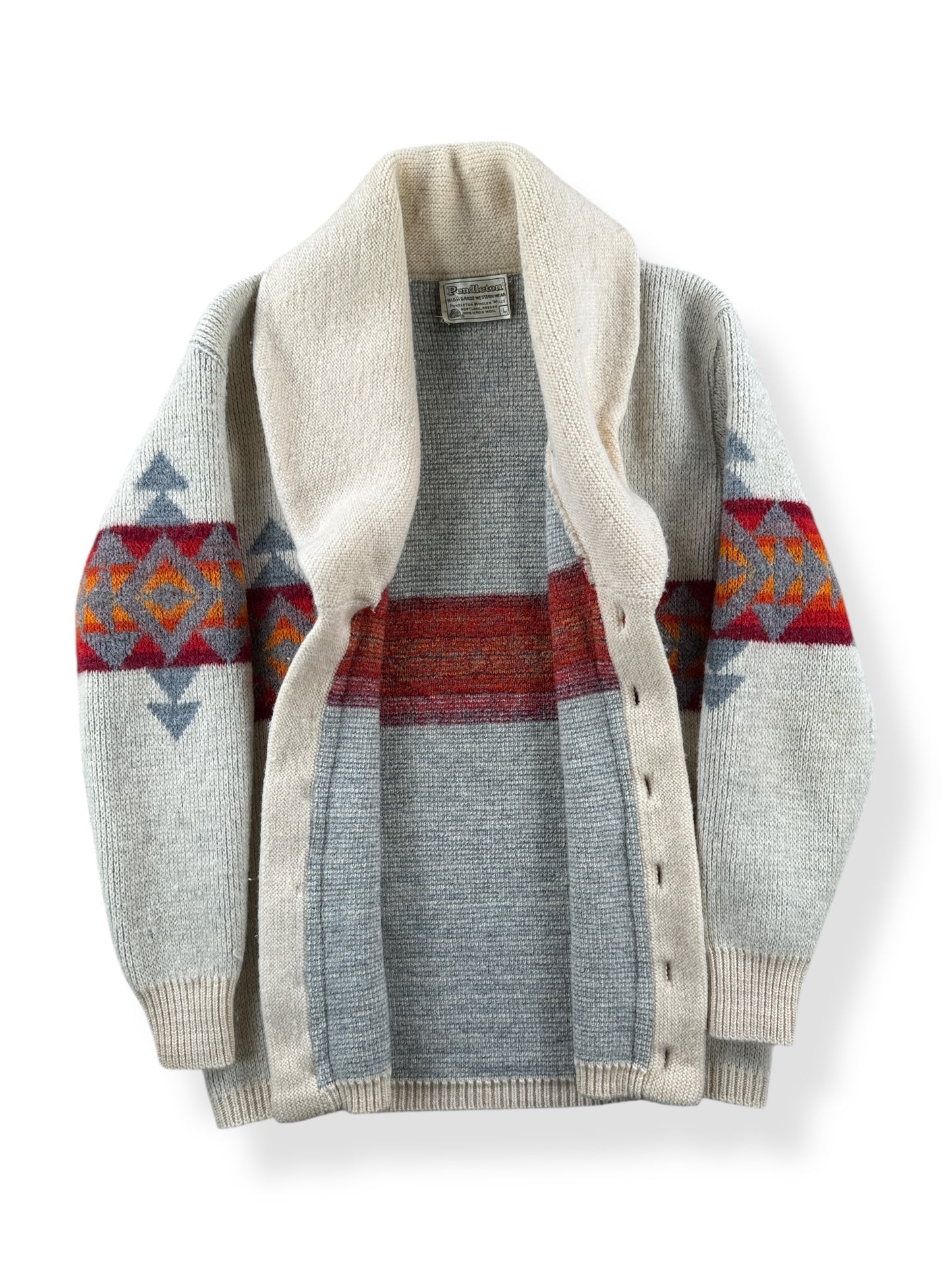 Inside of Vintage Pendleton Shawl Collar Wool Sweater SZ S