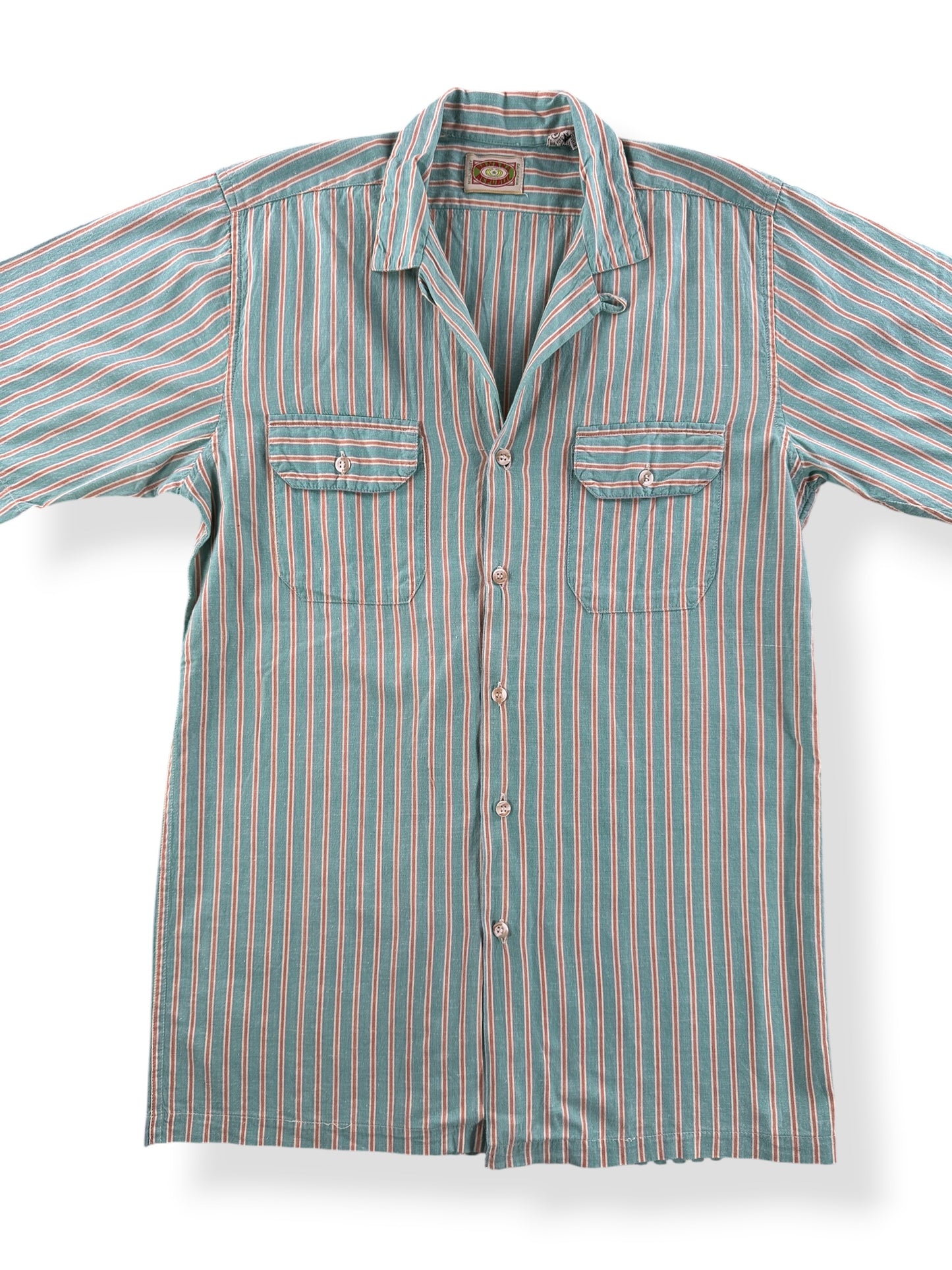 Front Close Up of Vintage Banana Republic Striped Cotton Shirt SZ S