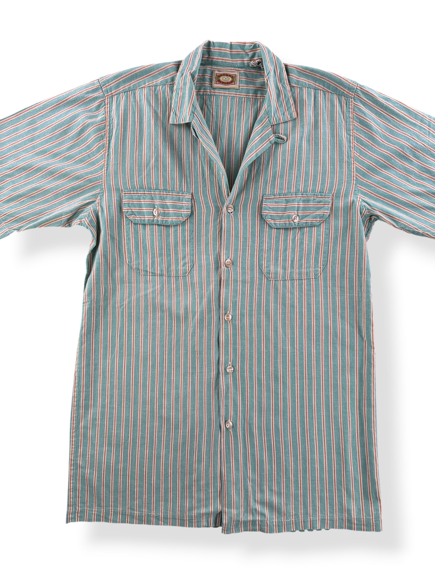 Front Close Up of Vintage Banana Republic Striped Cotton Shirt SZ S
