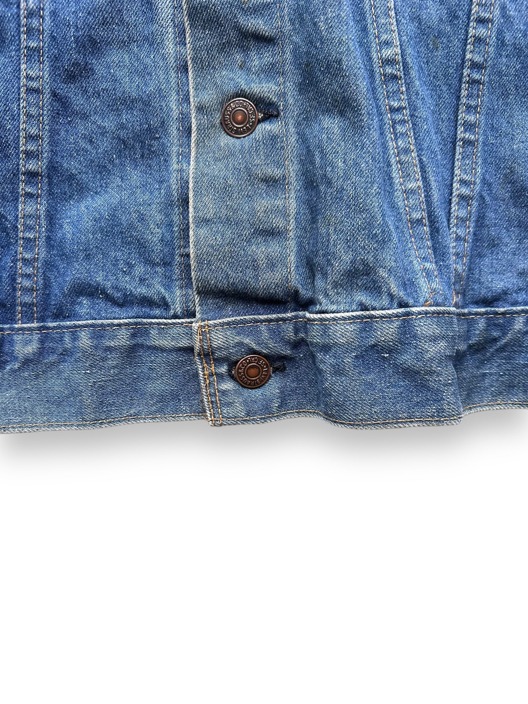 Lower Clasp View of Vintage 2-Pocket Levi's Type III Denim Jacket SZ 42 | Vintage Denim Workwear Seattle | Seattle Vintage Denim