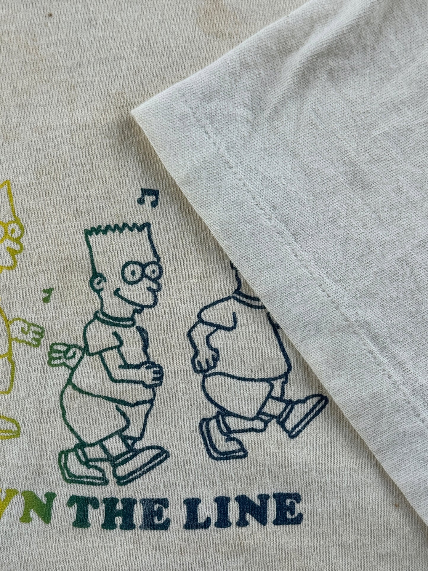 Single stitch sleeve on Vintage Bart Simpson Bart On Down The Line Tee SZ XL
