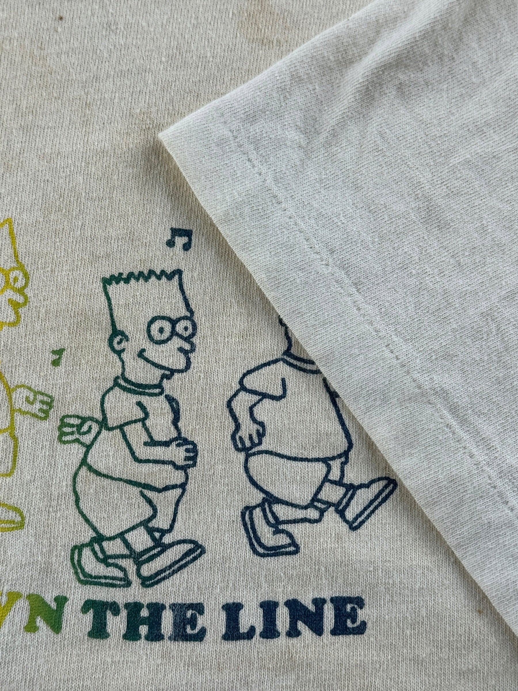 Single stitch sleeve on Vintage Bart Simpson Bart On Down The Line Tee SZ XL