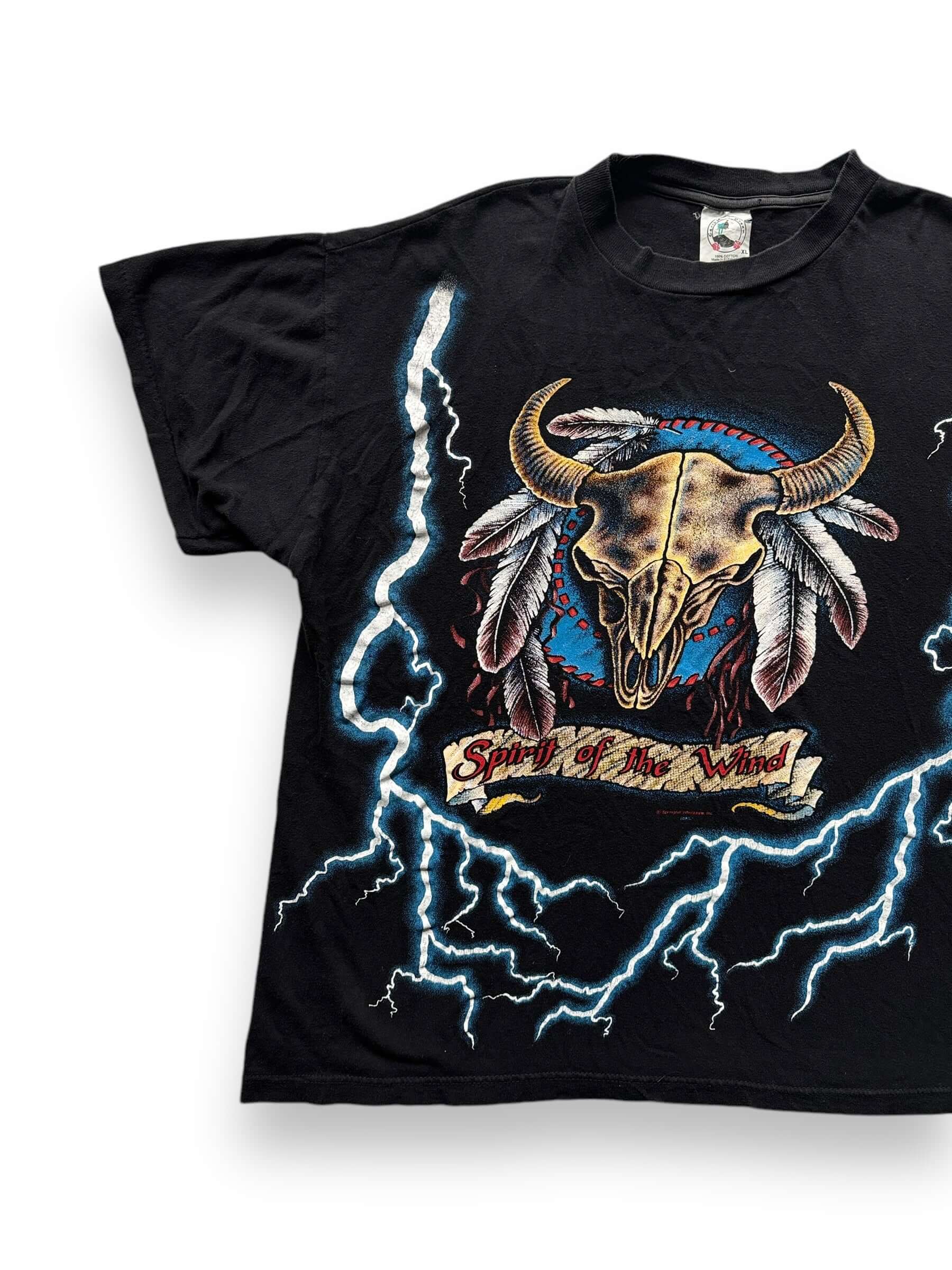 front right of Vintage Spirit of the Wind Lightning AOP Tee SZ XL