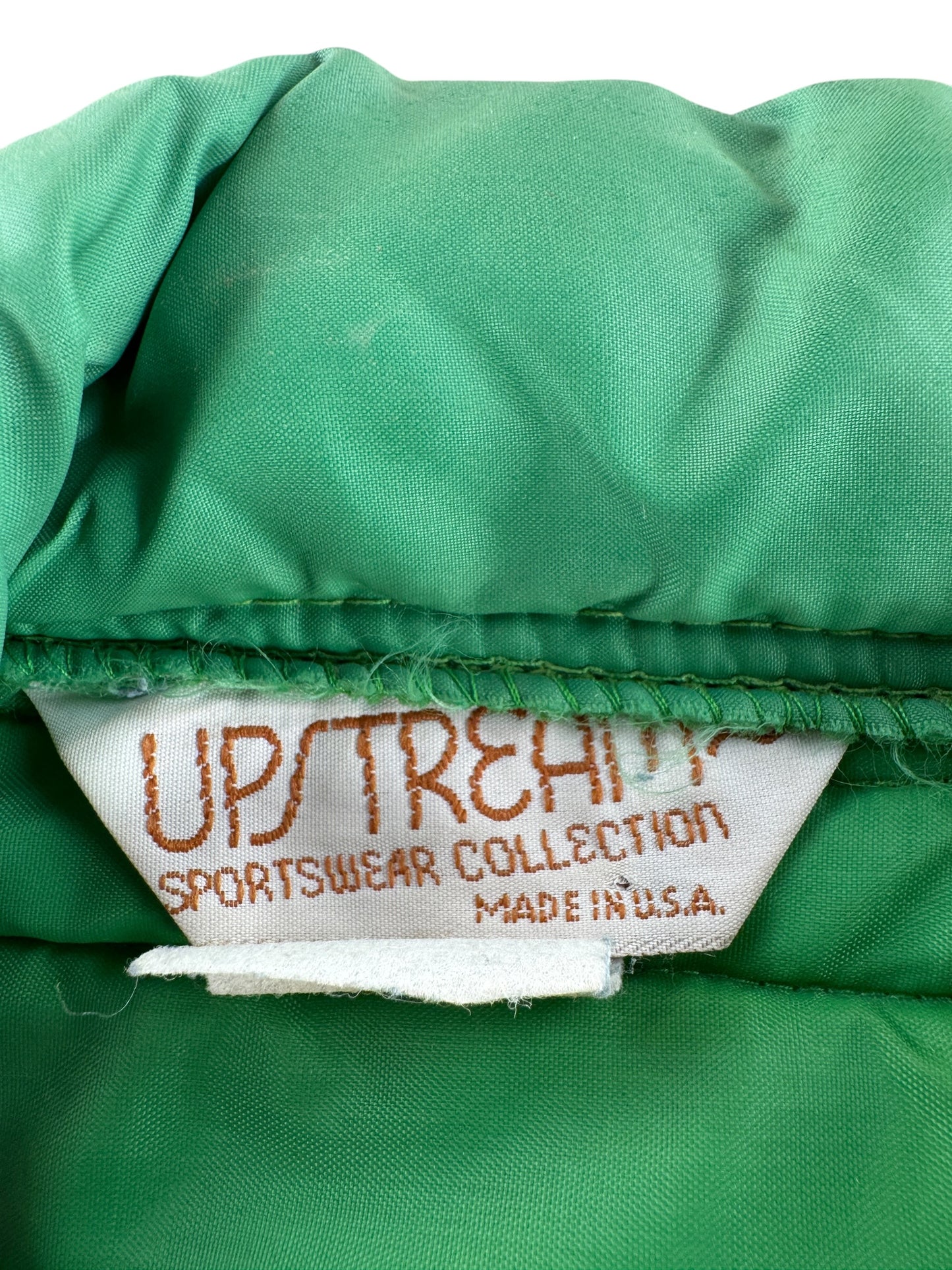 Label on Vintage Upstream Embro Western Puffer Vest SZ L