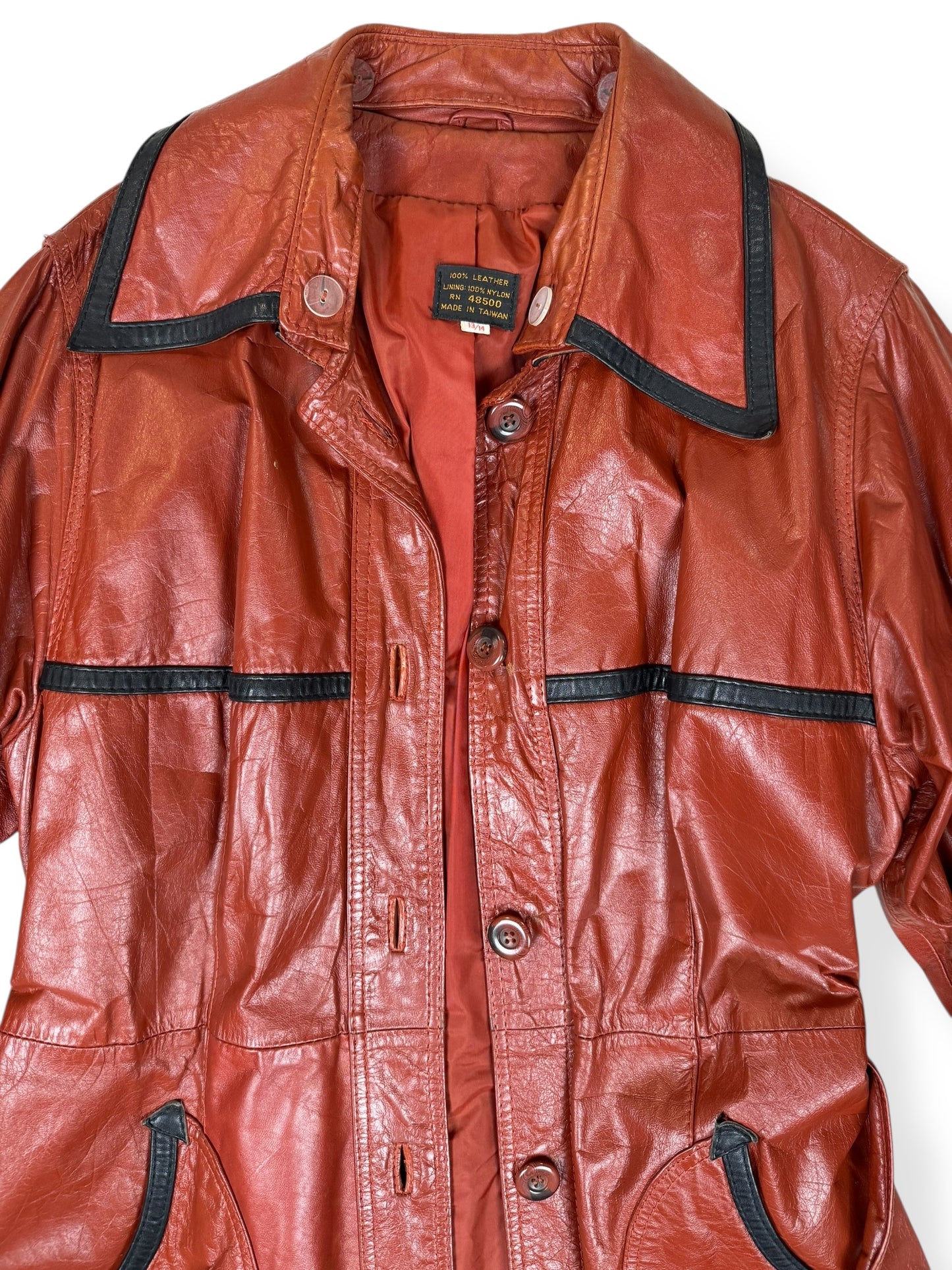 1970s Belted Leather Trench S-M