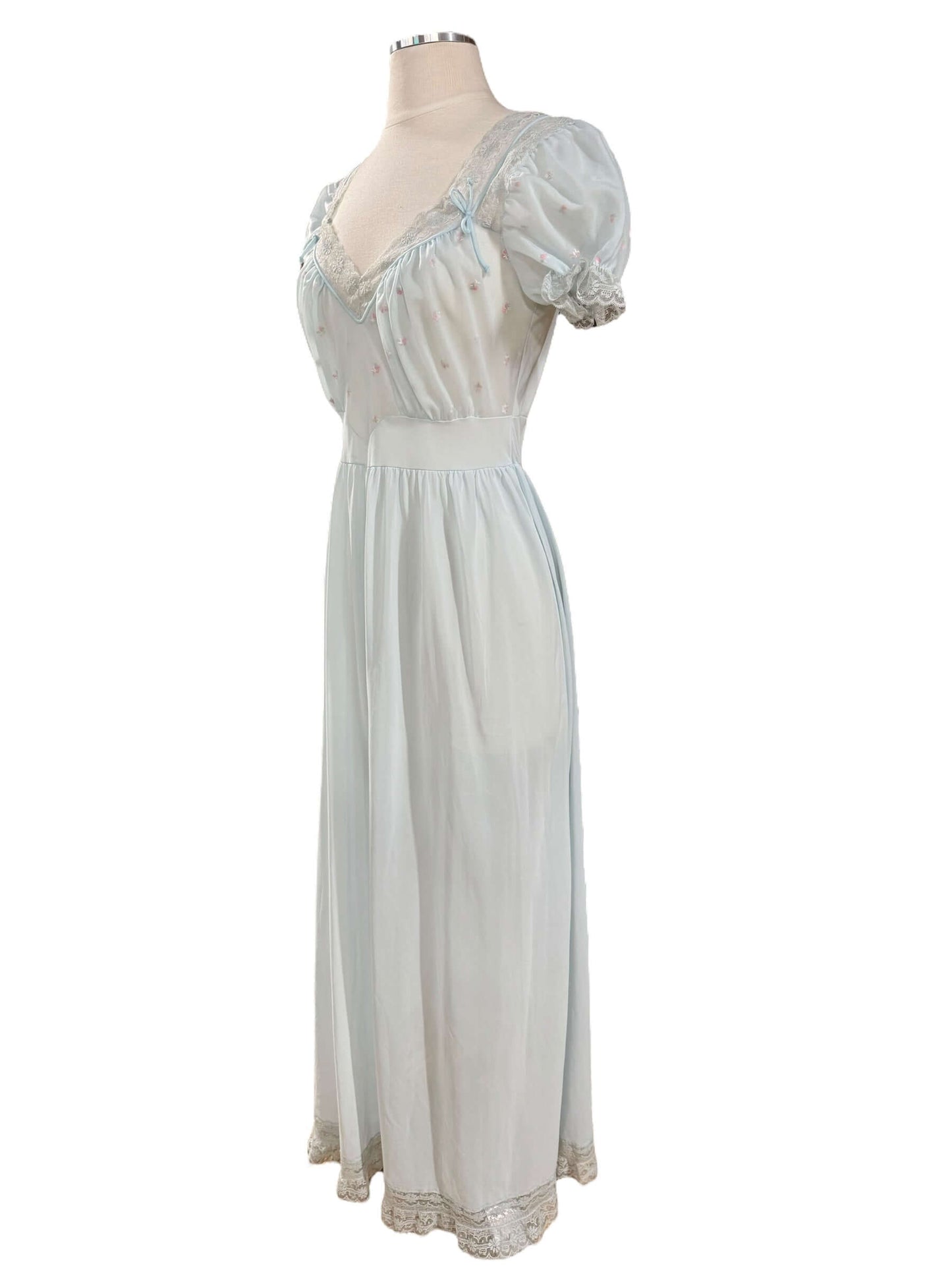 Side view of 1970s Pale Blue Nightgown M