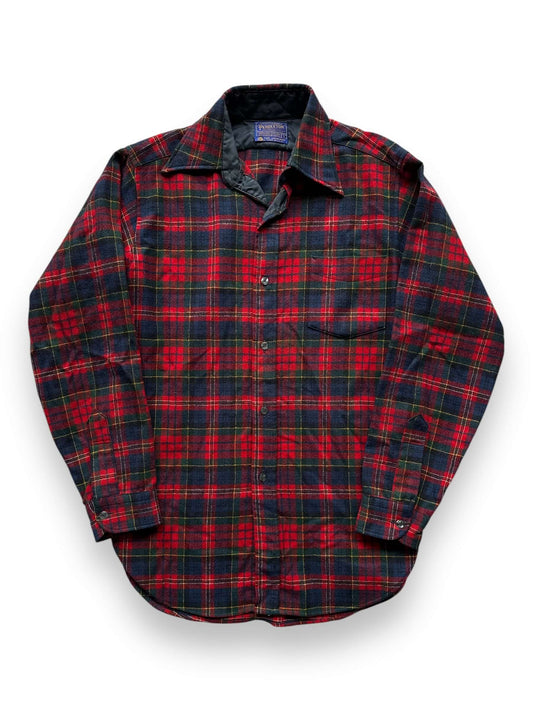 front of Vintage Pendleton Red/Yellow/Navy Plaid Flannel SZ S