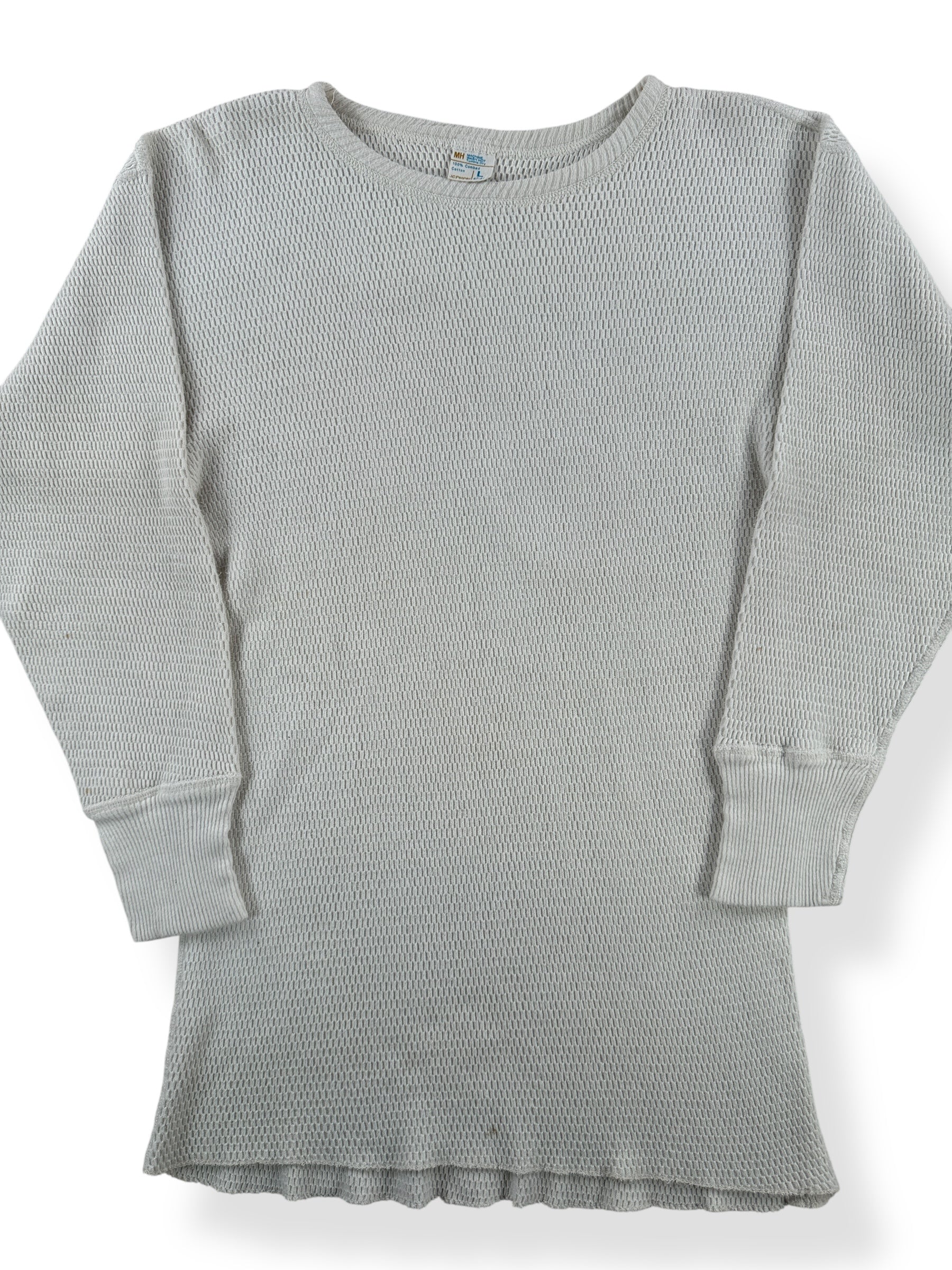 Front Close Up of Vintage 100% Cotton Waffle Thermal SZ S