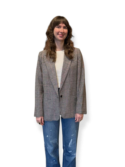 Front of Vintage 70s Preppy Plaid Wool Blazer SZ 12