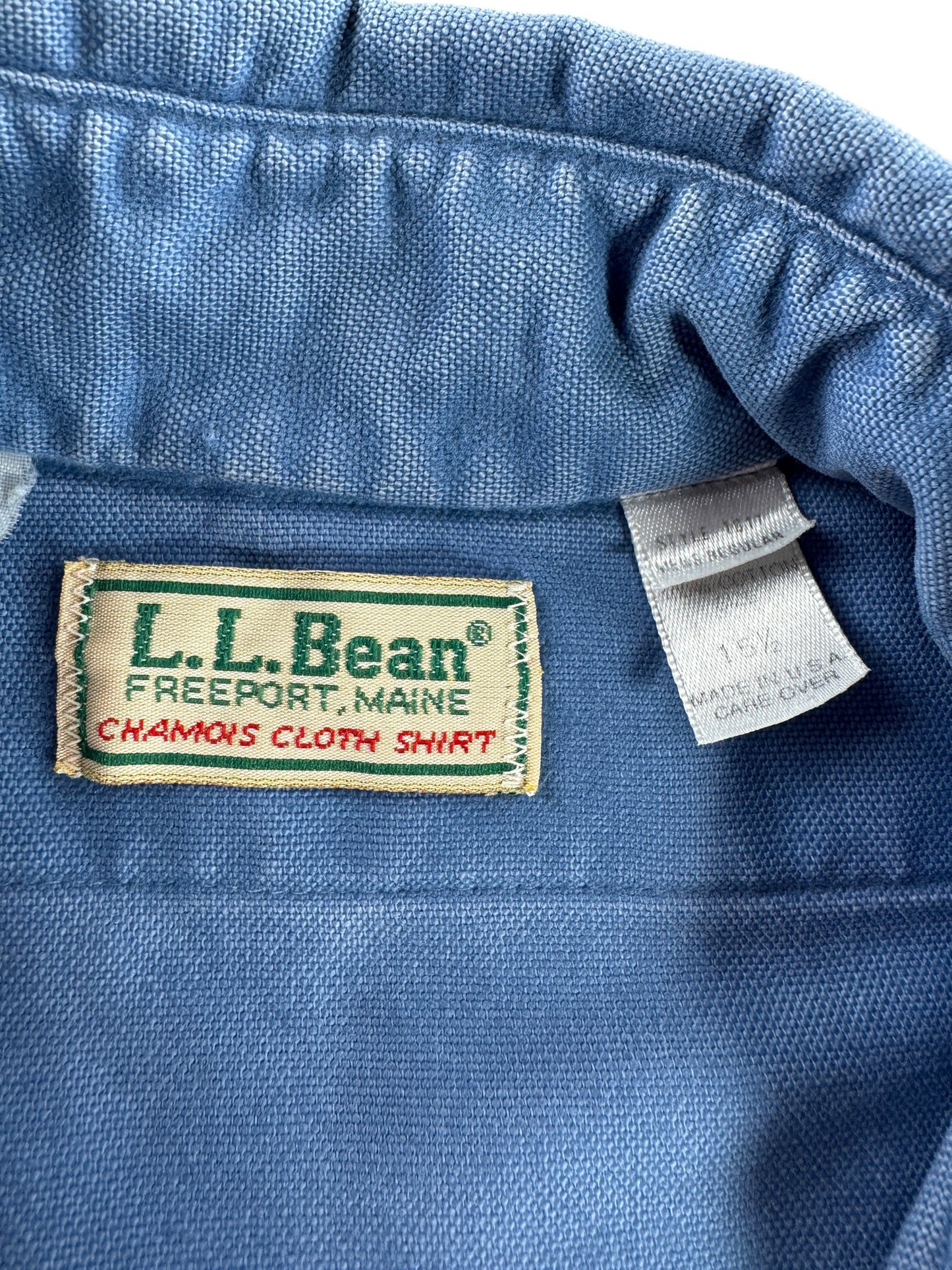 Tag on Vintage LL Bean Chamois Painters Shirt SZ 15 1/2 (Fits M)