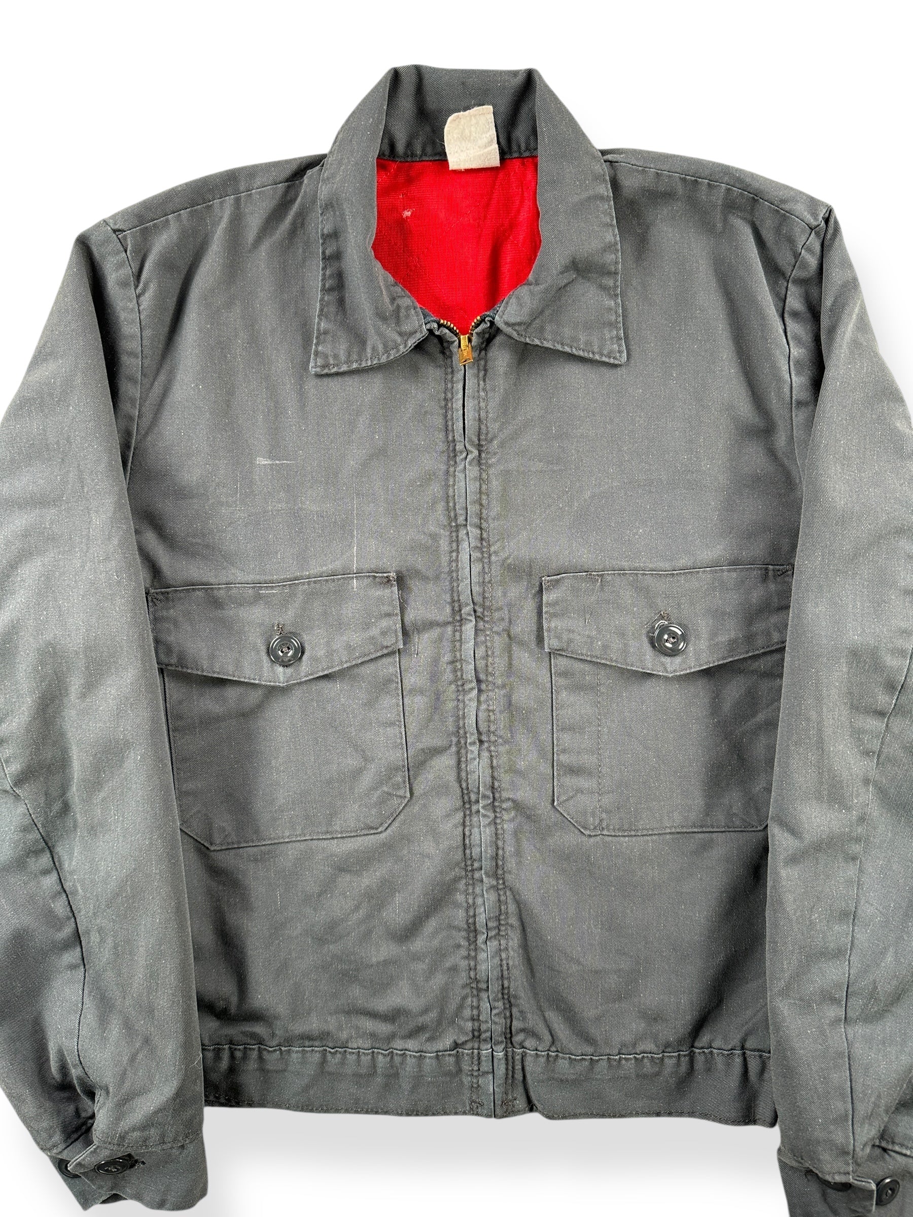 Front Close Up of Vintage Red Kap Quilted Shop Jacket SZ S