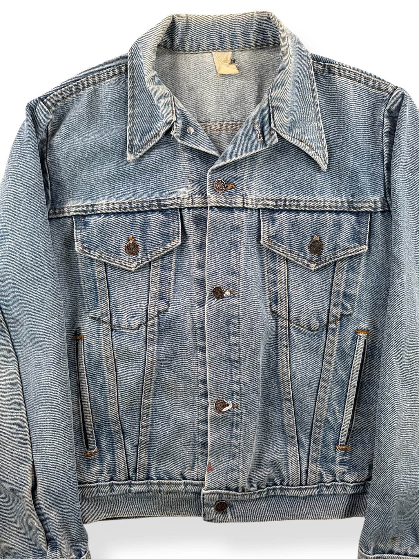 Front Close Up of Vintage JCPenny Denim Trucker Jacket SZ M
