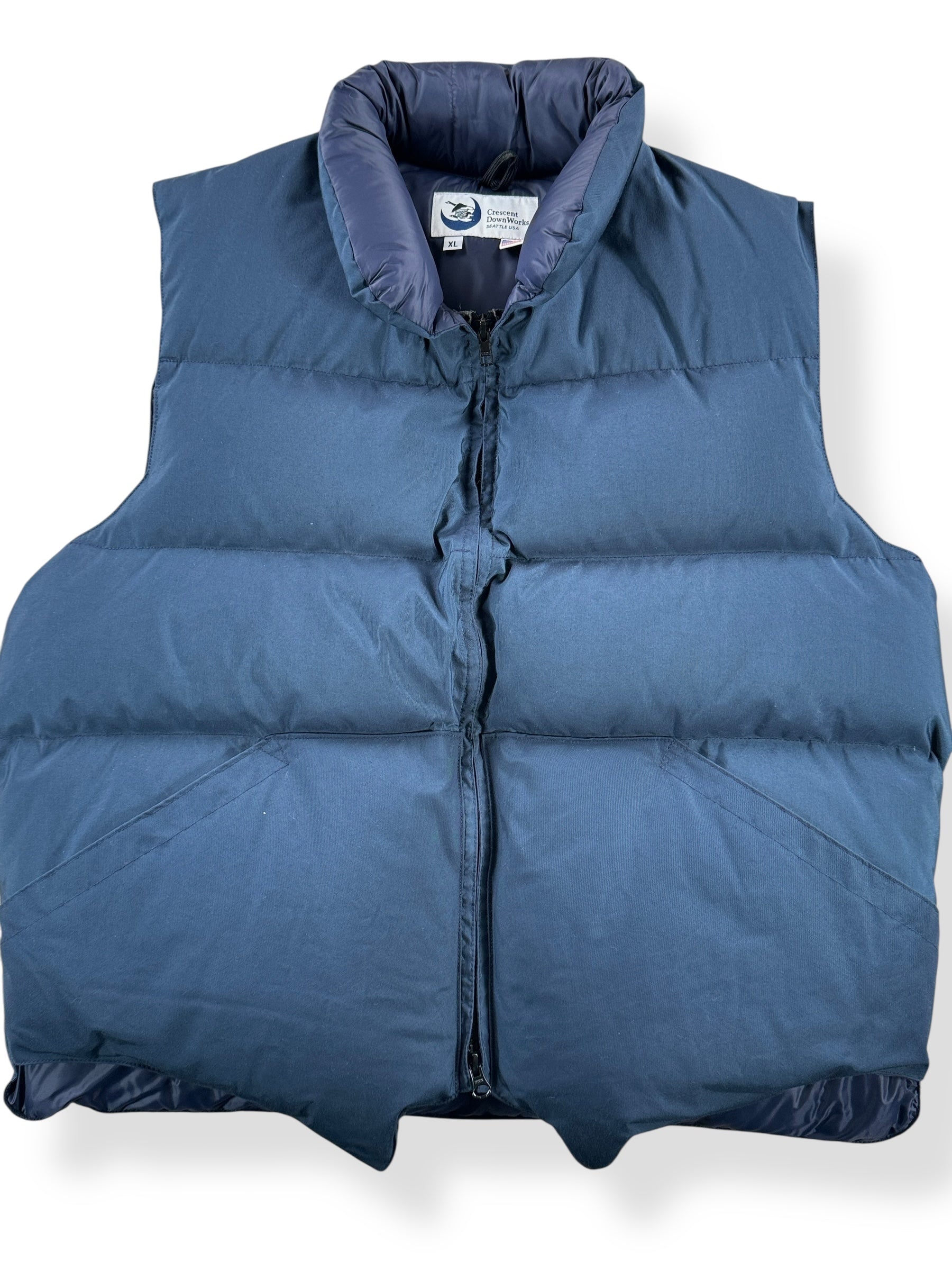 Front Close Up of Crescent Down Works Down Vest SZ XL
