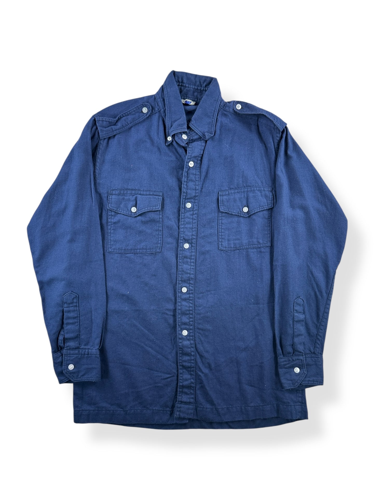 Front of Vintage Navy Blue Cotton Button Up Shirt SZ M