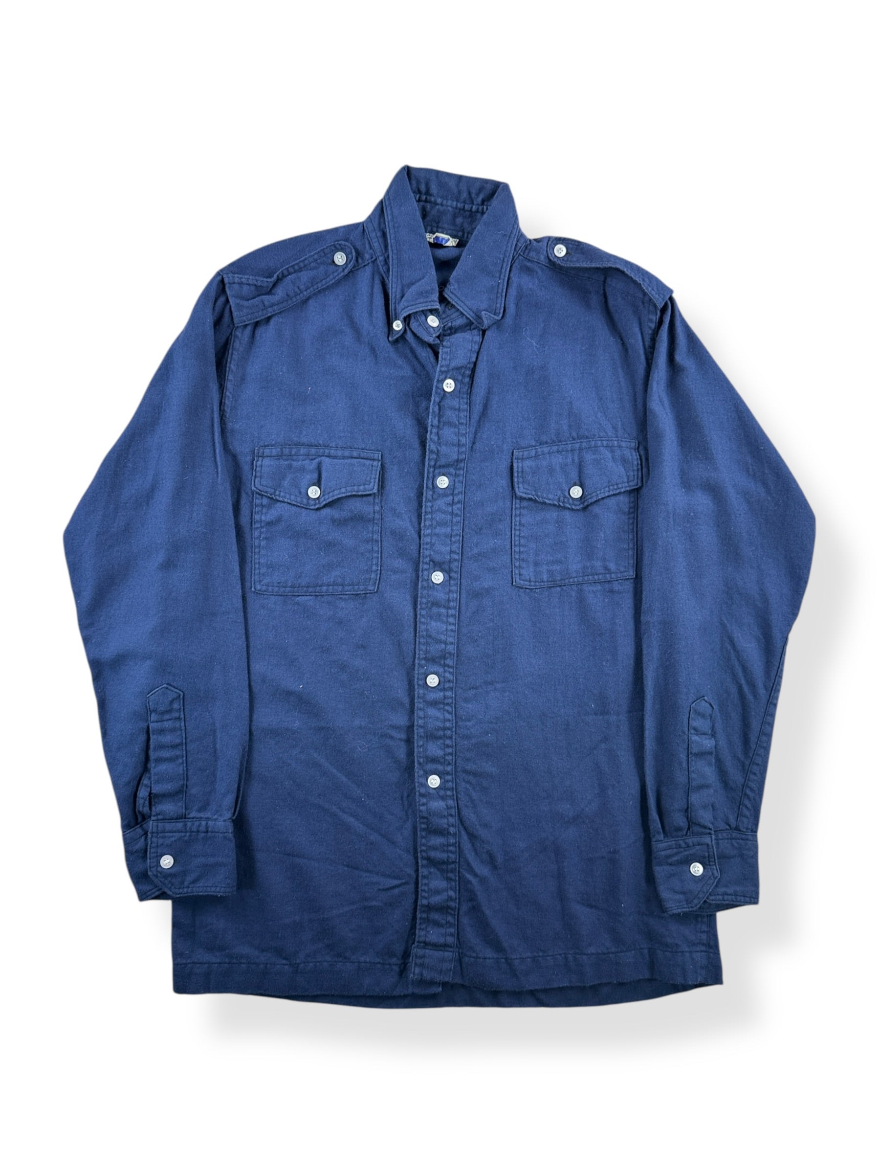 Front of Vintage Navy Blue Cotton Button Up Shirt SZ M