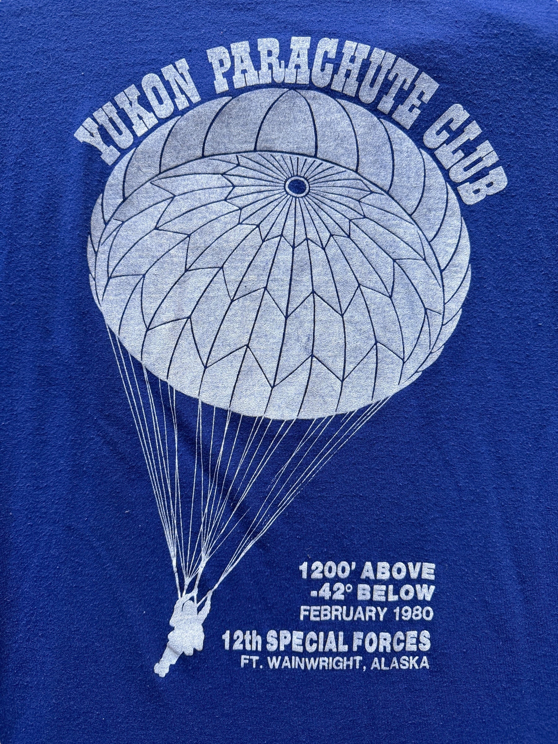 Front Graphic of Vintage Yukon Alaska Parachute Club Tee SZ L