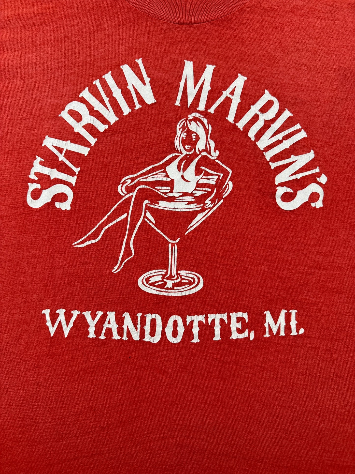 Graphic of Vintage Starvin Marvins WI Bar Tee SZ M