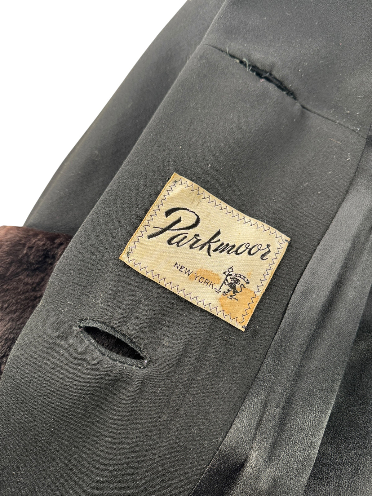 Inner tag on Vintage Black Swing Coat SZ M