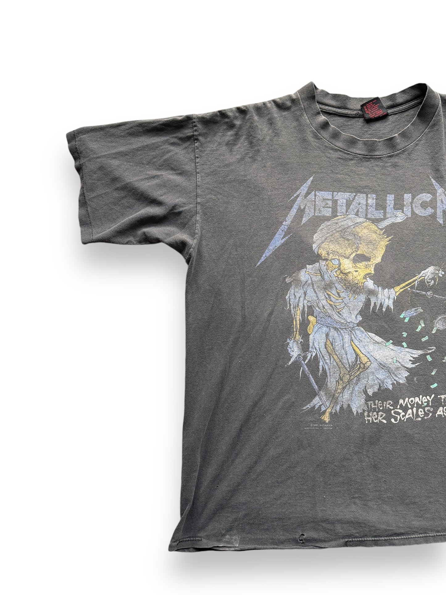 front right of Vintage '89 Metallica Pushead Band Tee SZ XL