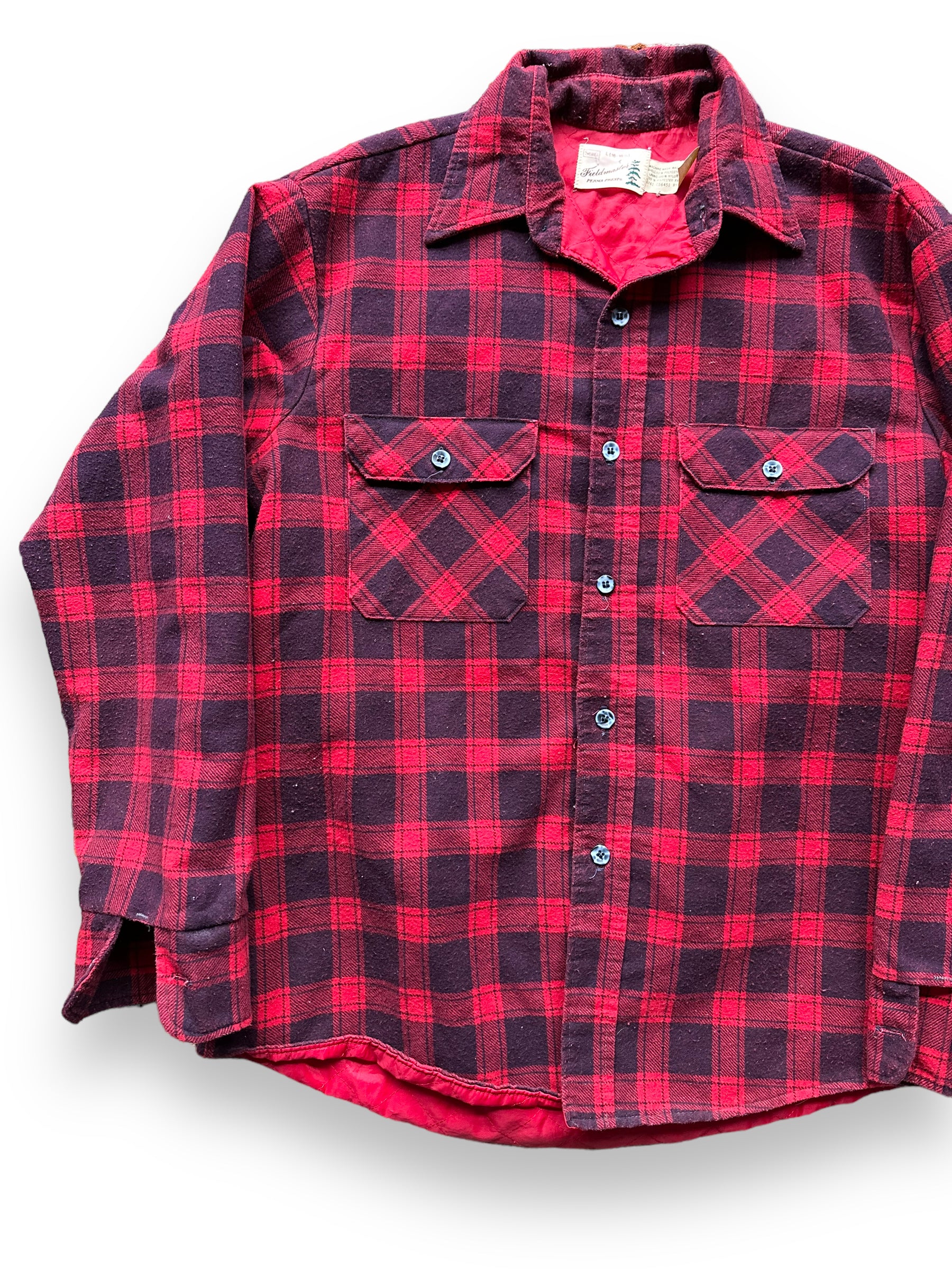 Front RIght View of Vintage Sears Fieldmaster Quilted Flannel SZ L | Vintage Flannel Seattle | Barn Owl Vintage Seattle