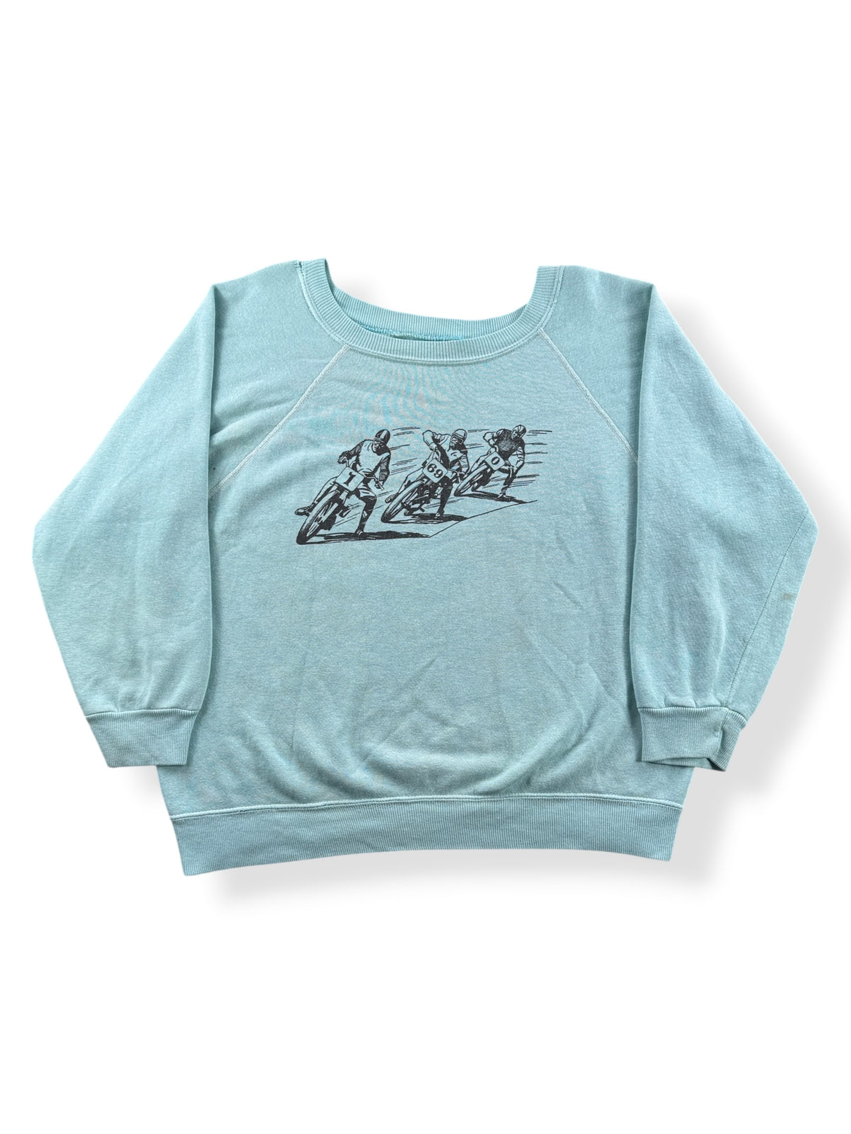 Front of Vintage 70’s LA Power Plant Biker Crewneck SZ M