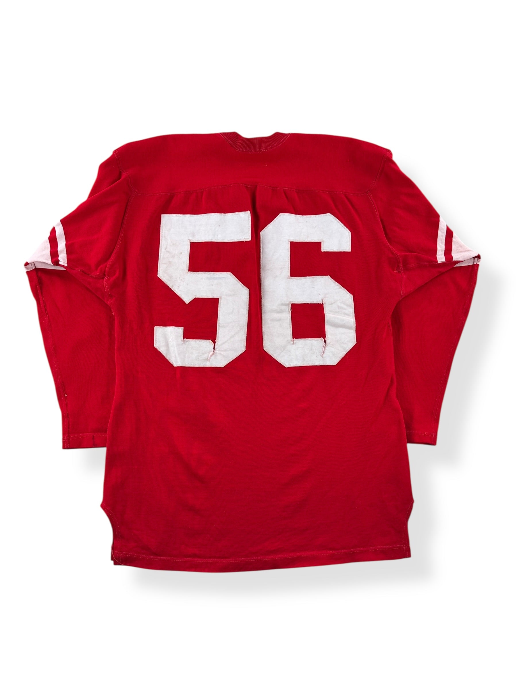 Back of Vintage General Athletic Products Red "56" Durene Jersey SZ 42 (Fits M)