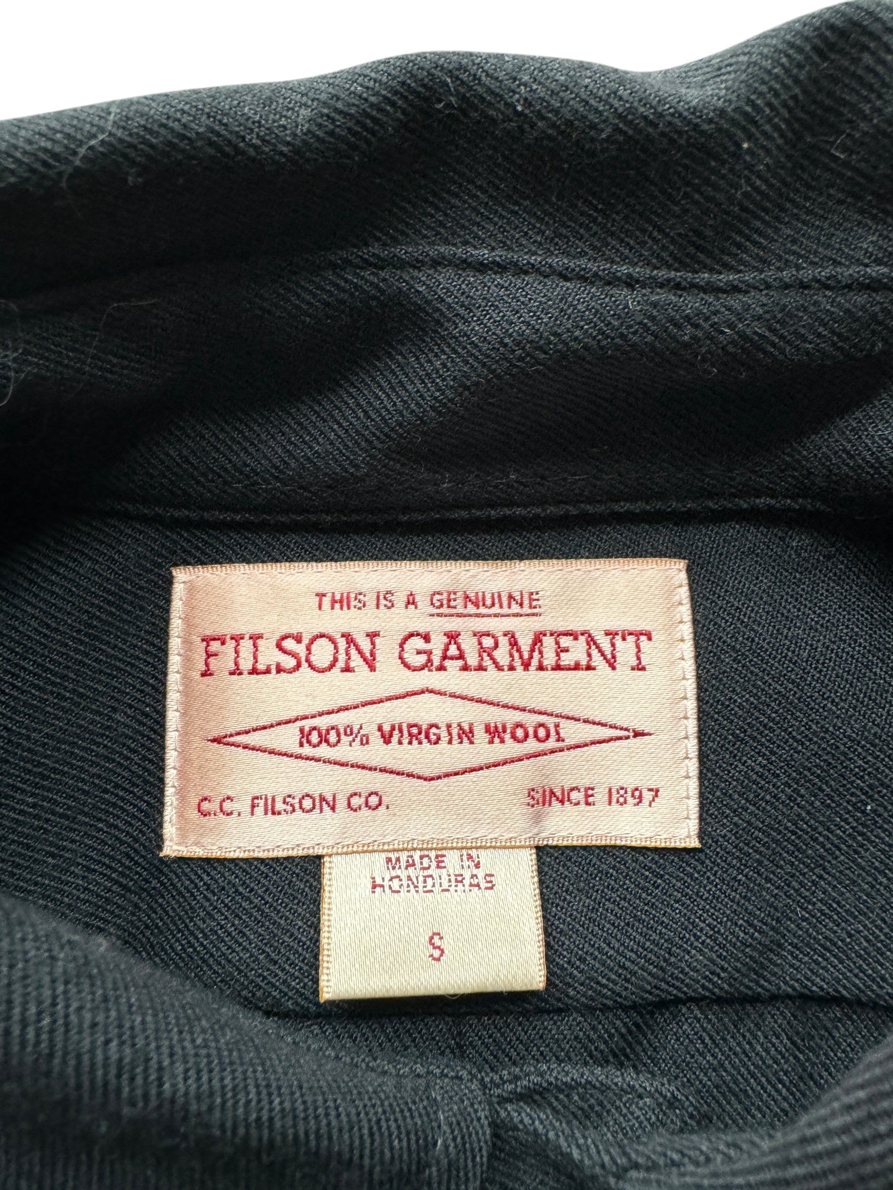 Tag on Filson Worsted Wool Guide Shirt SZ S