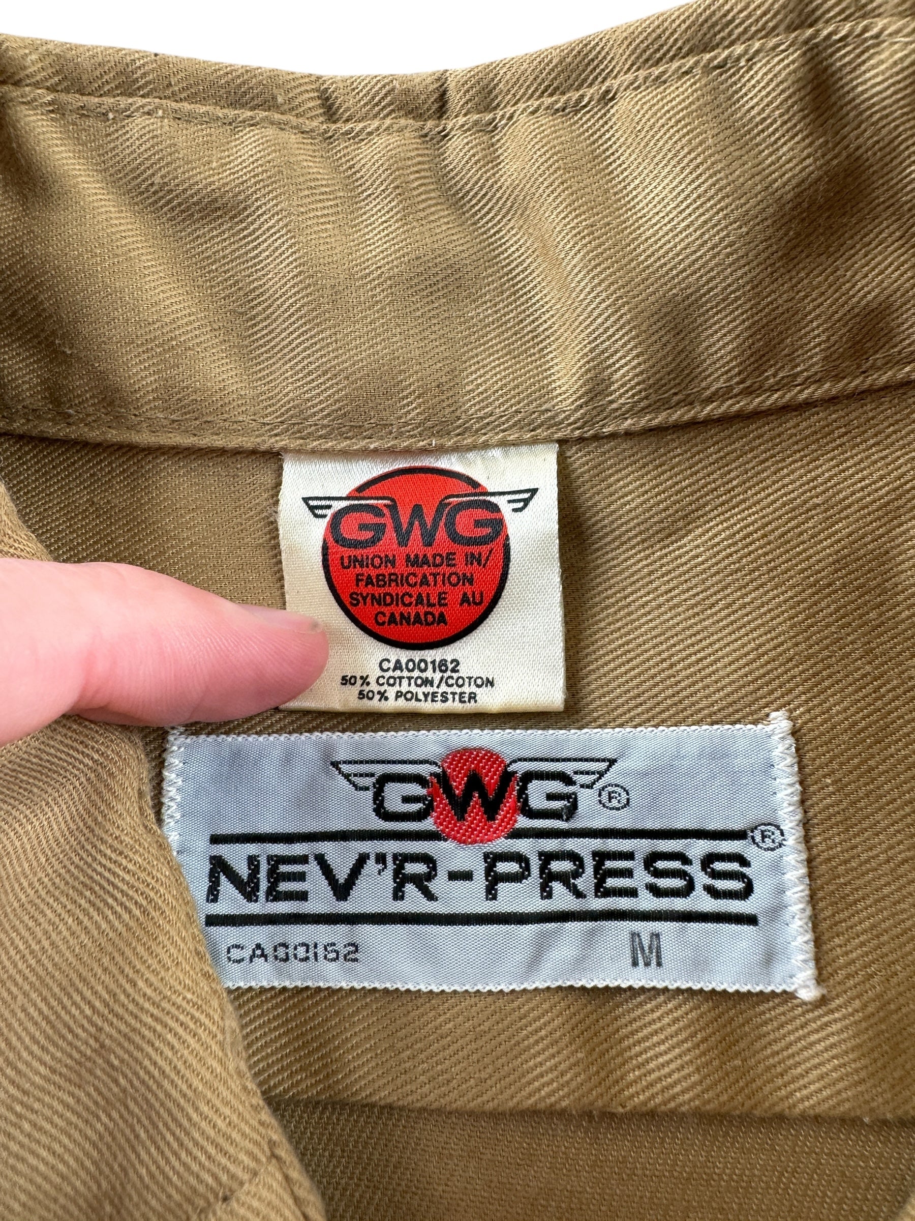 Tag on Vintage GWG Nev'r Press Pearl Snap SZ M