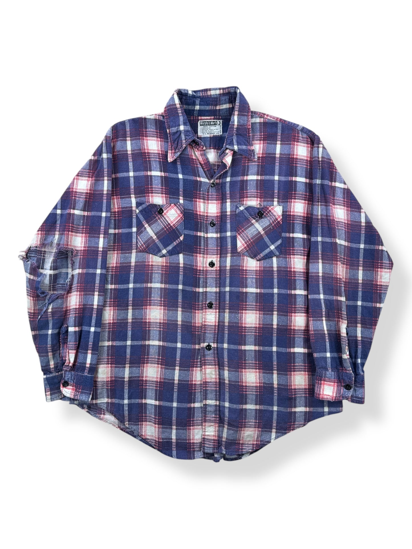 Front of Vintage Murphy's Mart Cotton Flannel SZ L AS IS