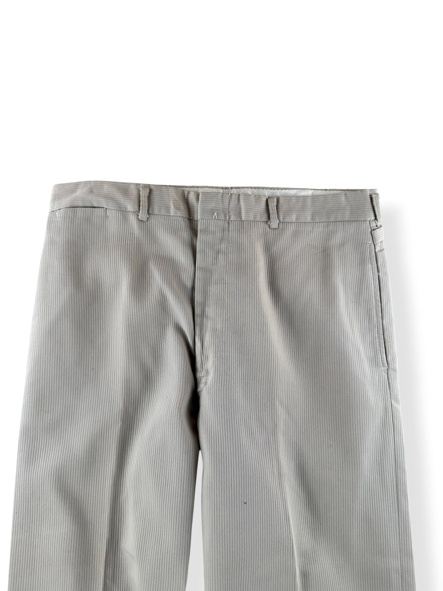 Front Close Up of Vintage Fieldmaster Piqued Cotton Side Synch Trousers W33