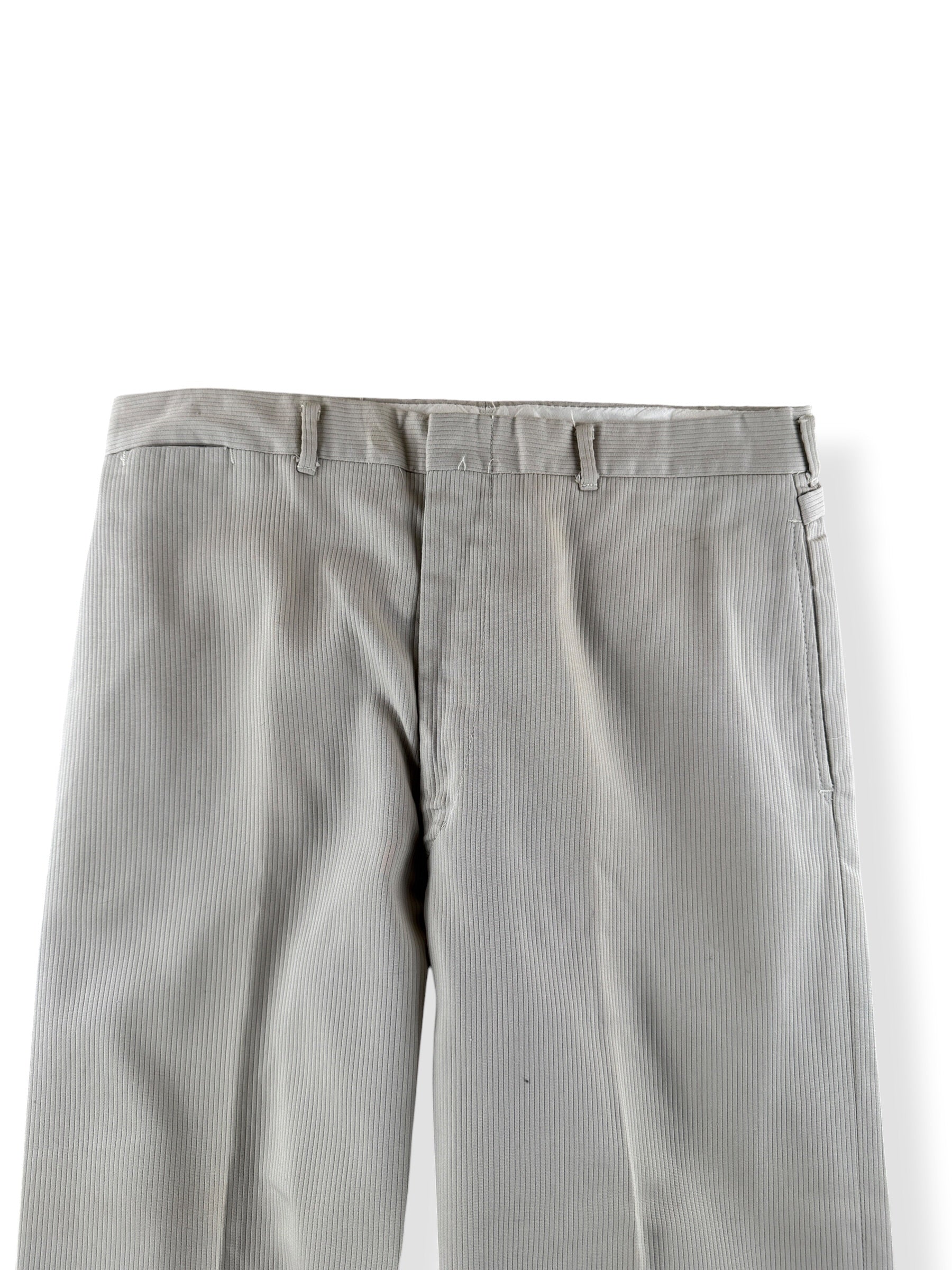 Front Close Up of Vintage Fieldmaster Piqued Cotton Side Synch Trousers W33