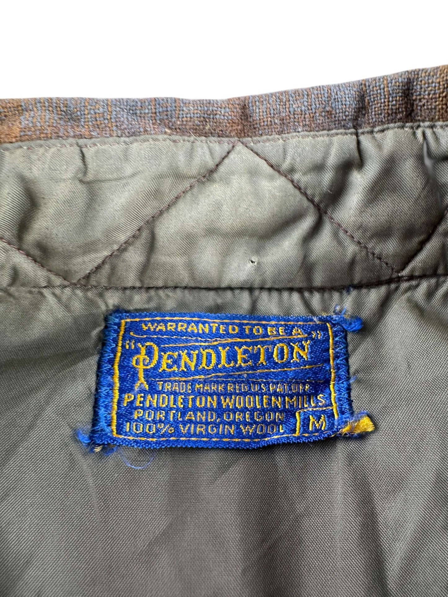 Tag on Vintage 50s/60s Era Pendleton Short Sleeve Shadow Plaid Flannel SZ M