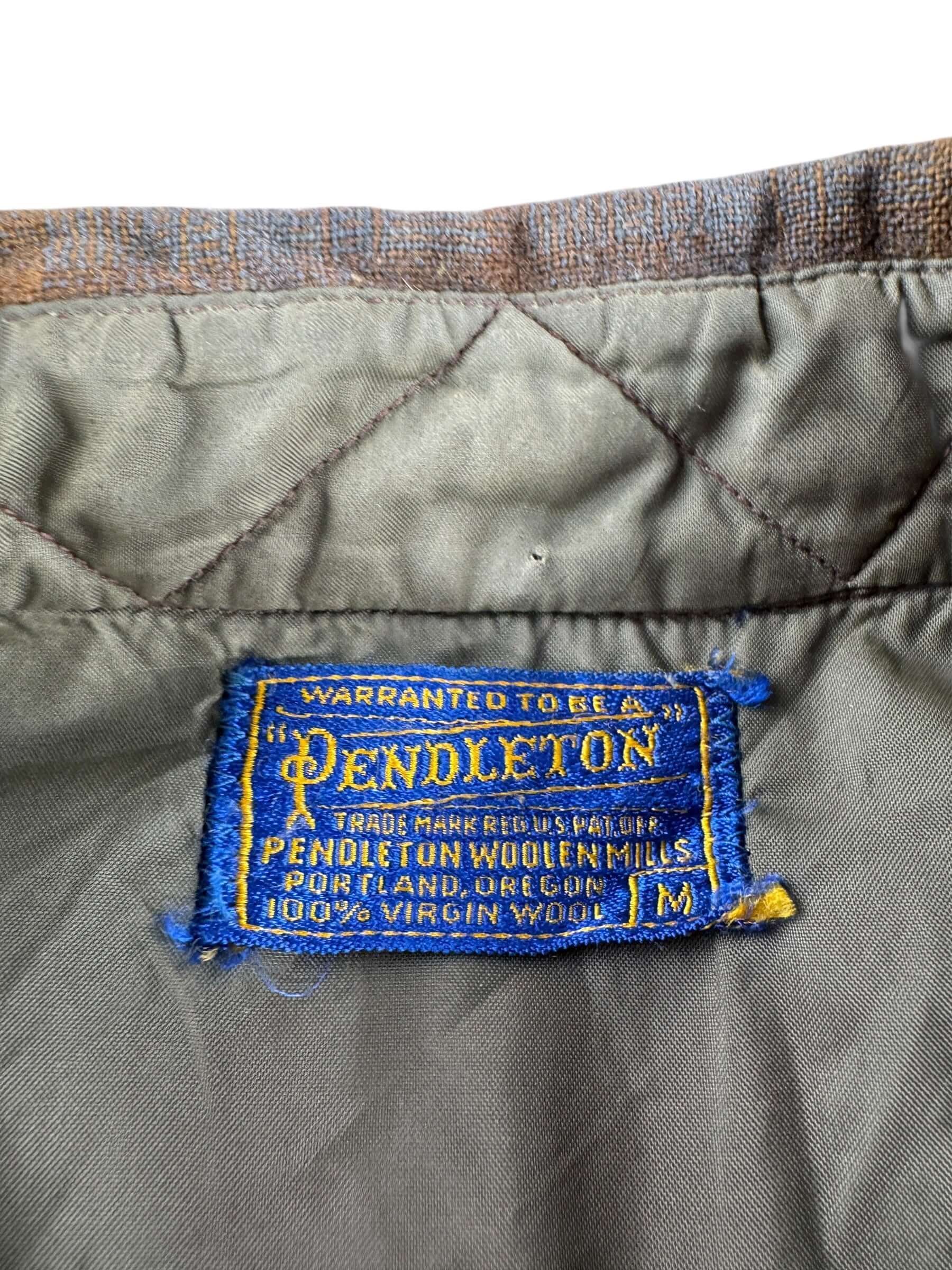 Tag on Vintage 50s/60s Era Pendleton Short Sleeve Shadow Plaid Flannel SZ M