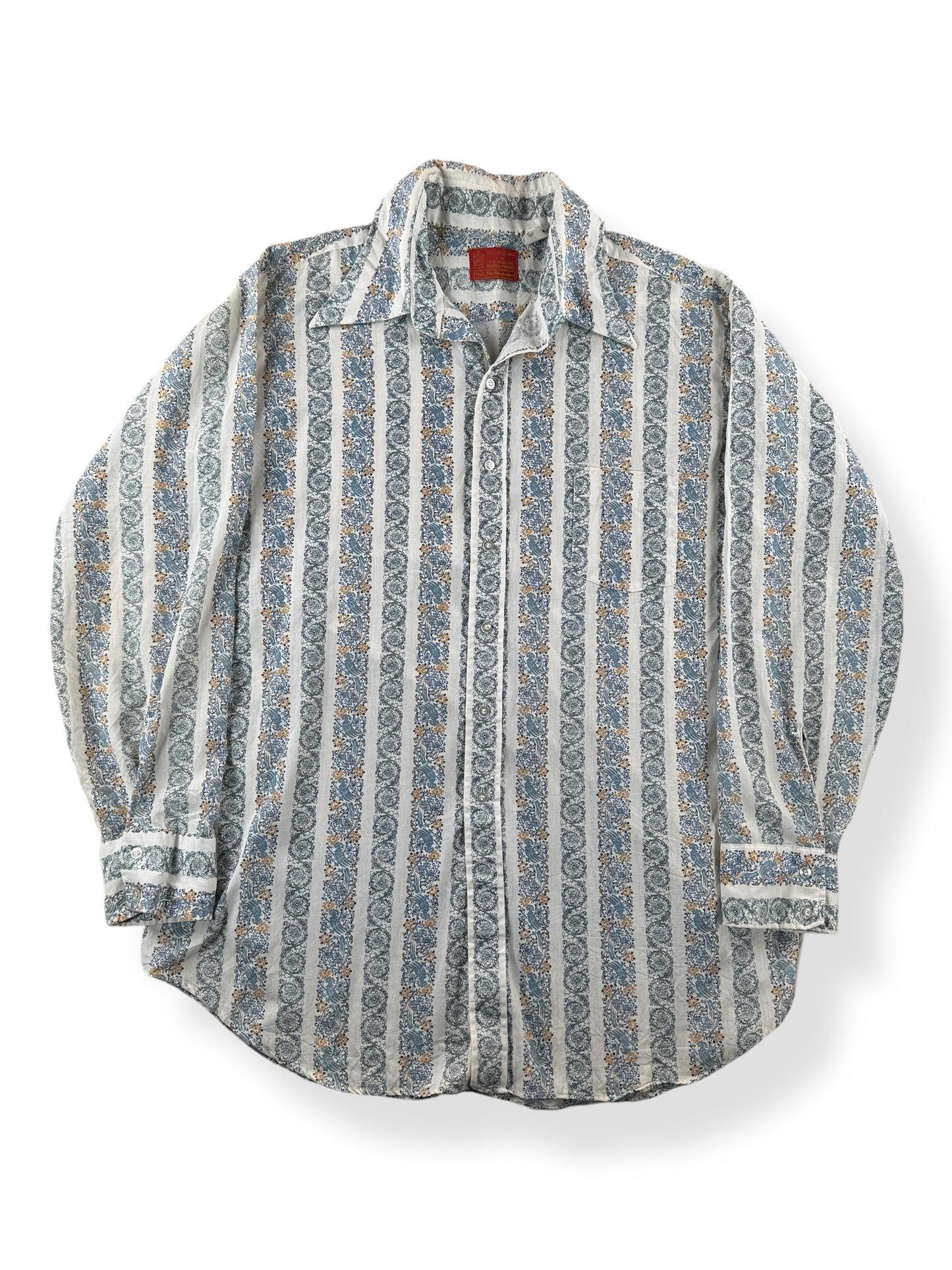 Front of Vintage Sears Kings Road Psychedelic Button Up Shirt SZ XXL (Fits XL)