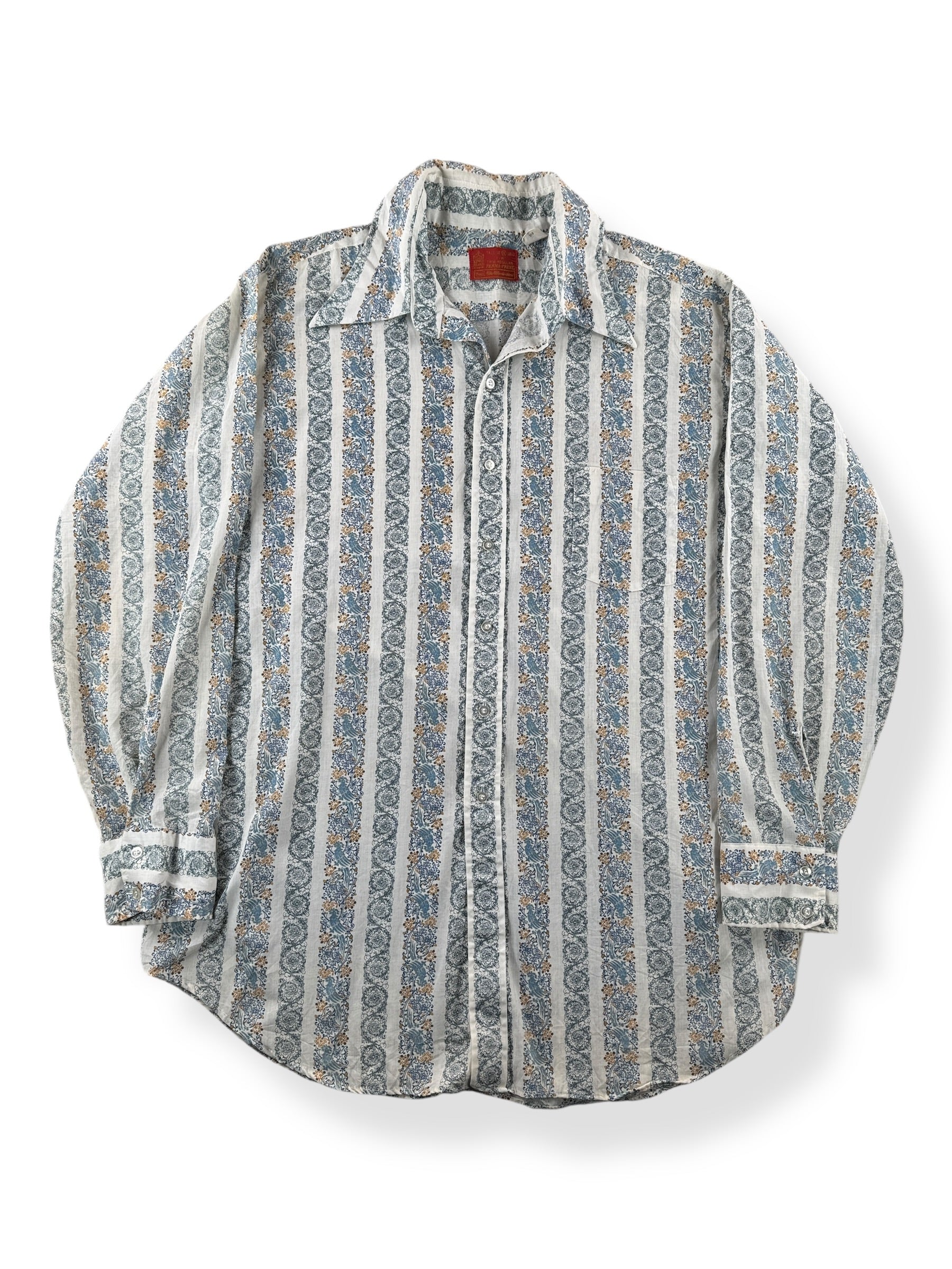 Front of Vintage Sears Kings Road Psychedelic Button Up Shirt SZ XXL (Fits XL)