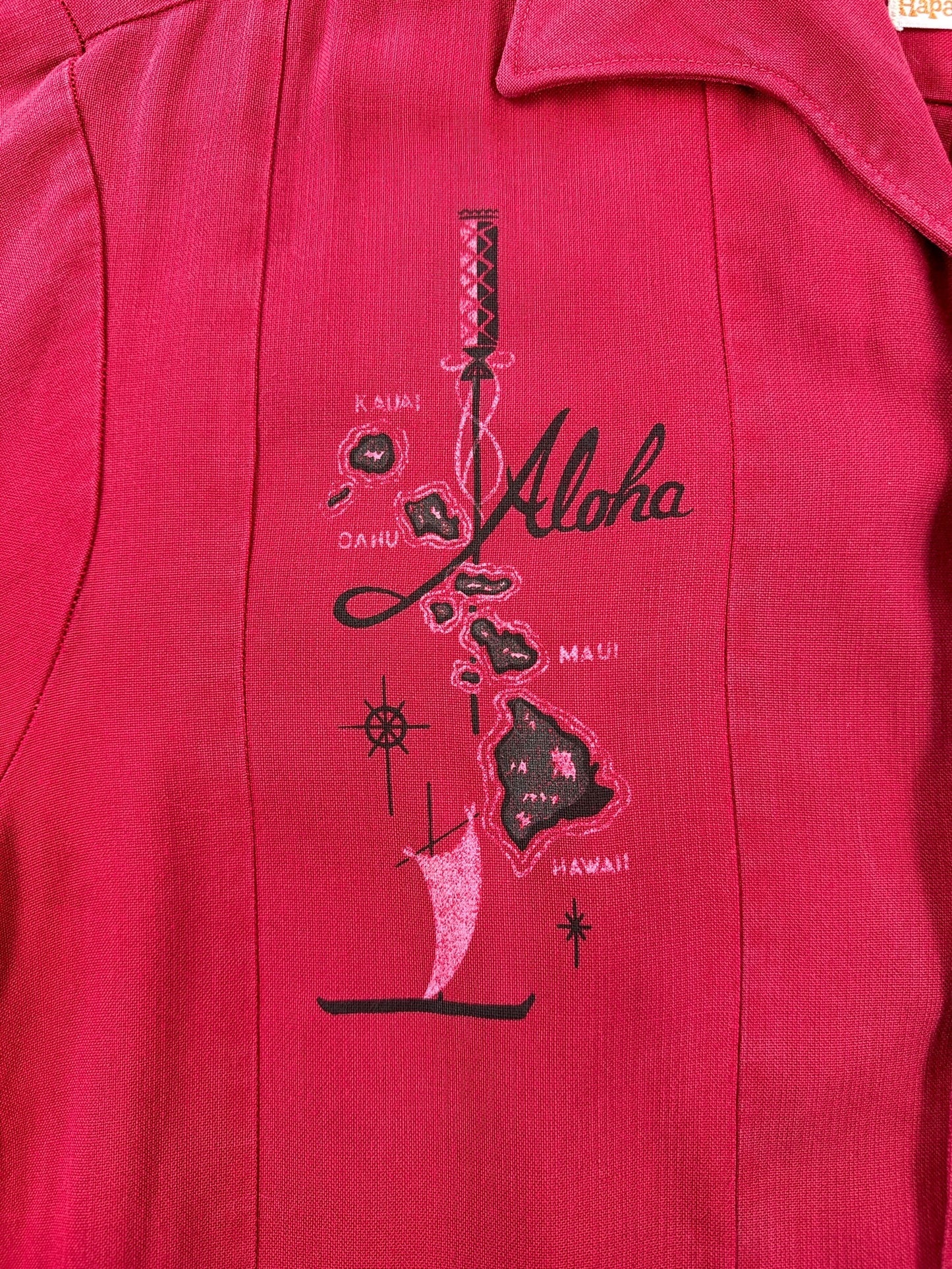 Graphic of Vintage Iolani Hapa Jac Aloha Shirt SZ M