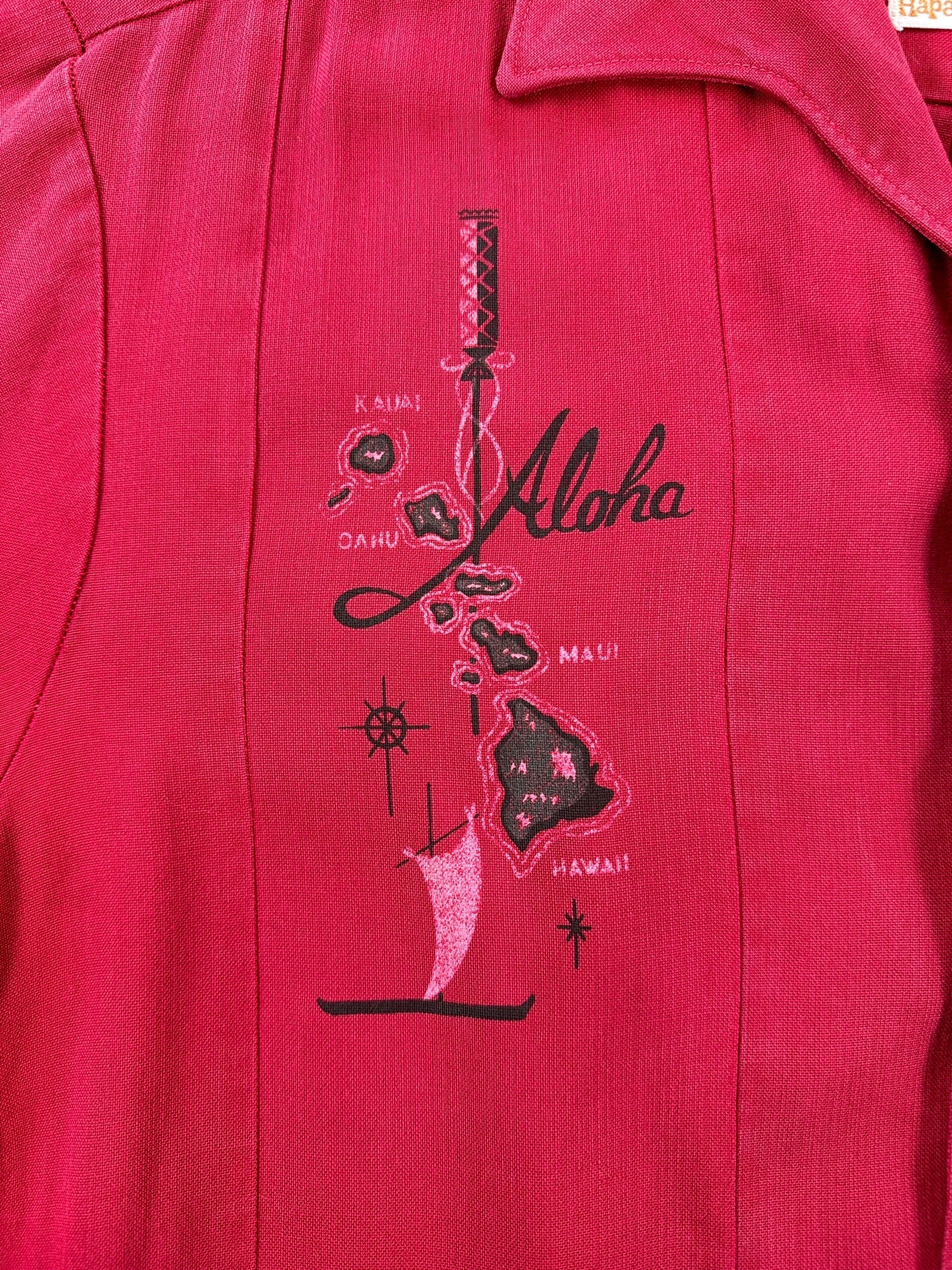 Graphic of Vintage Iolani Hapa Jac Aloha Shirt SZ M