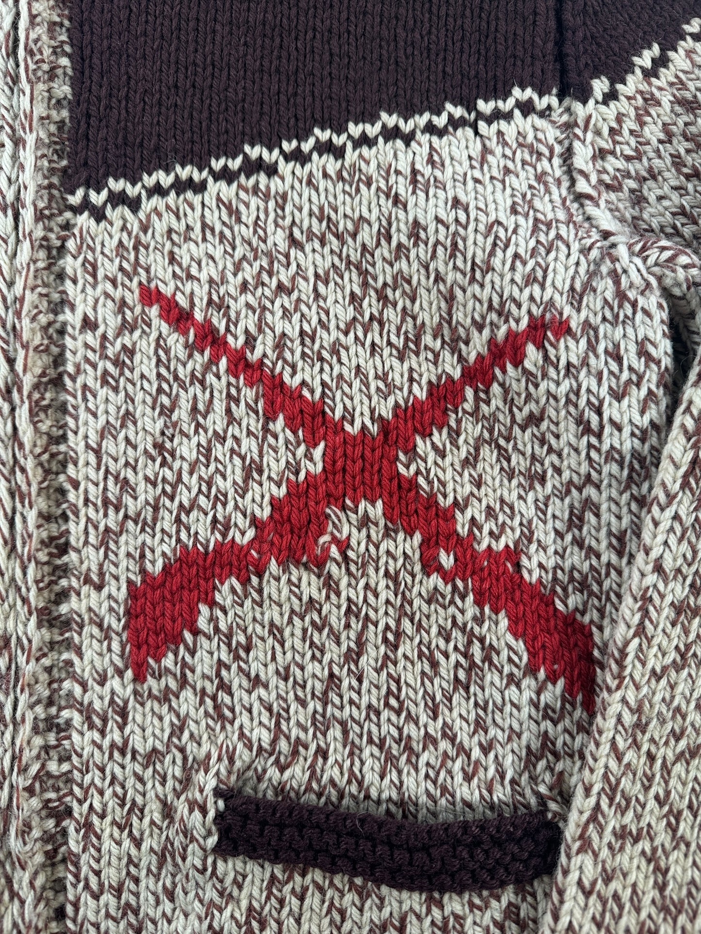 Pattern on Vintage Mary Maxim Beagle Cowichan Style Sweater SZ M