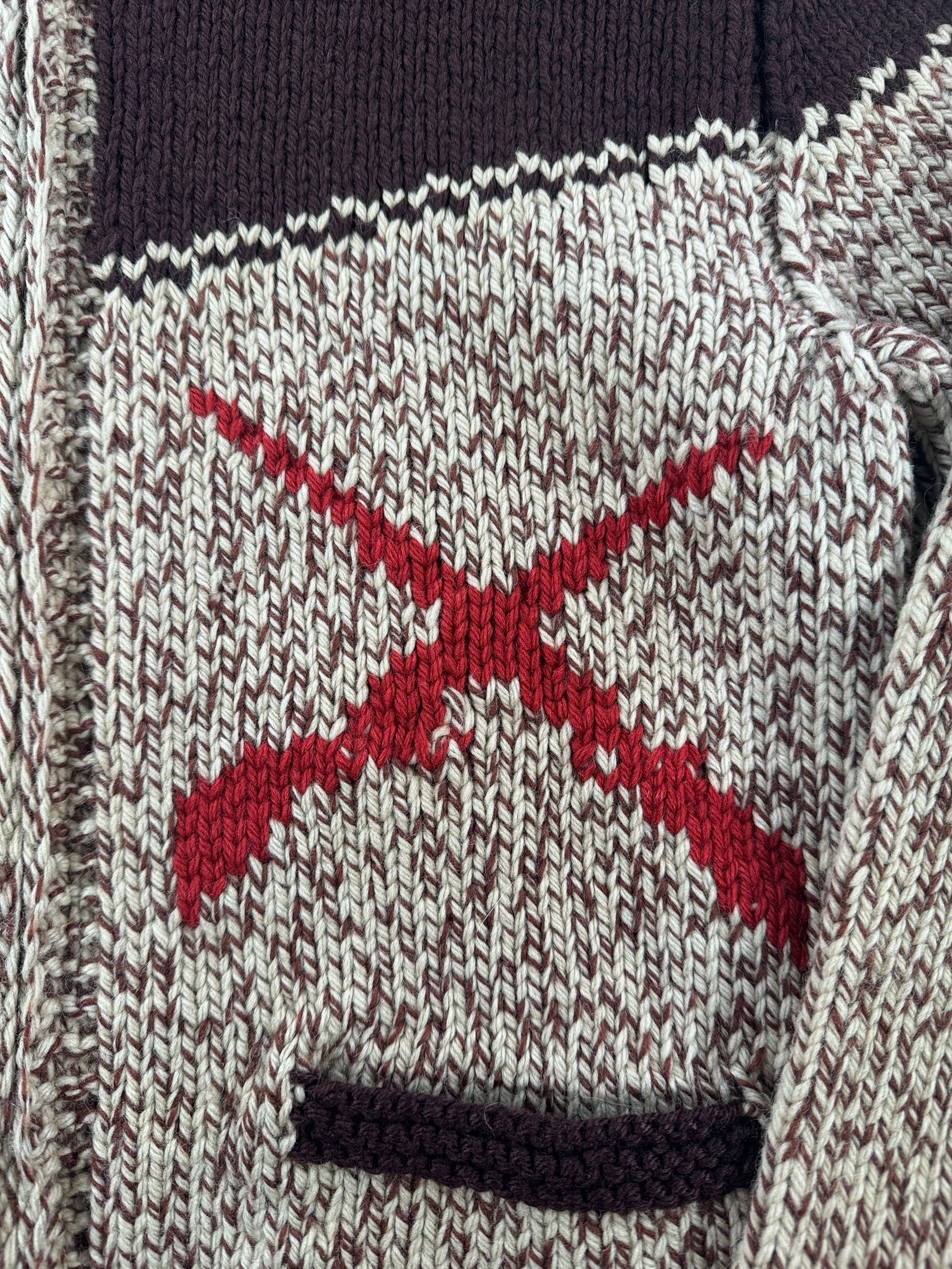 Pattern on Vintage Mary Maxim Beagle Cowichan Style Sweater SZ M