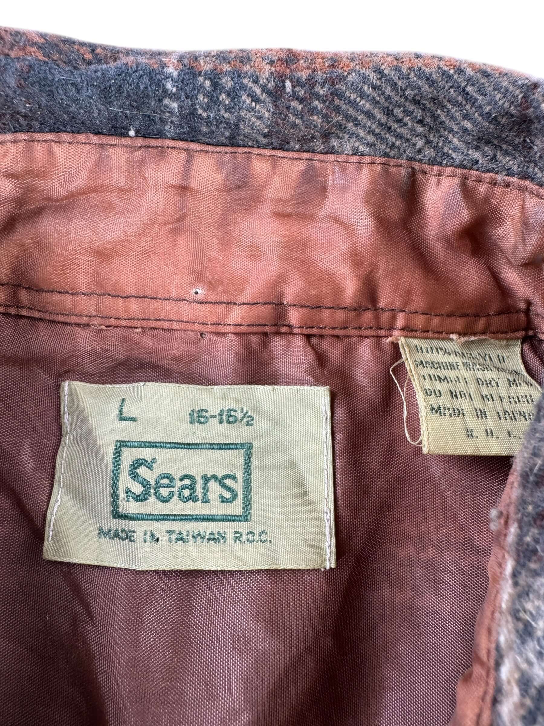 Label on Vintage Sears Acrylic Flannel SZ L