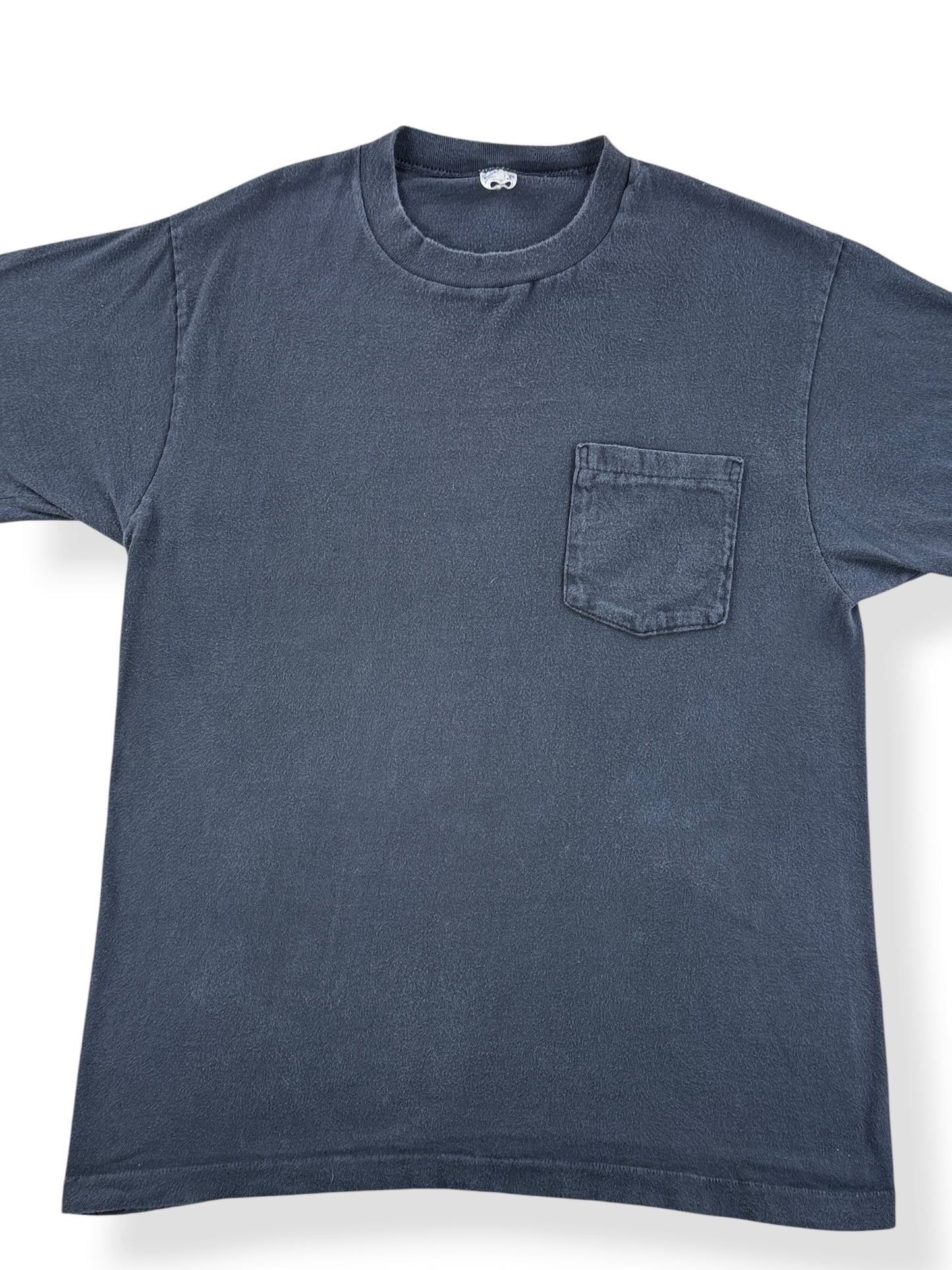 Front Close Up of Vintage JC Penney Black Pocket Tee SZ L (Fits M)