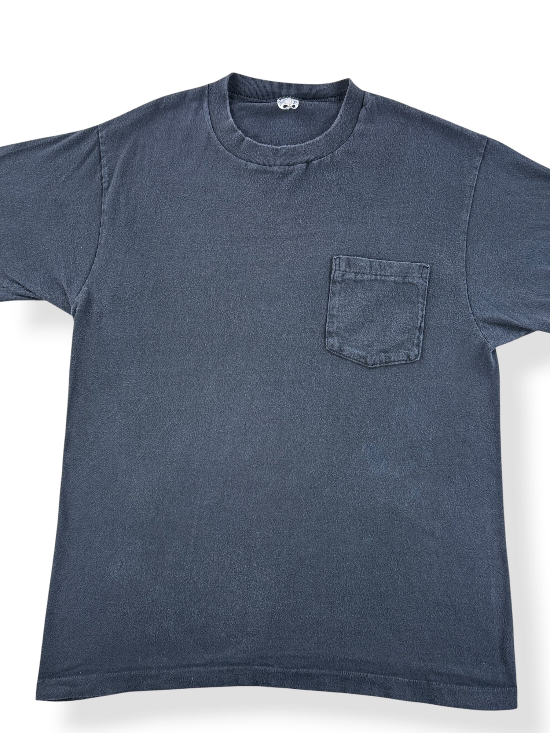 Front Close Up of Vintage JC Penney Black Pocket Tee SZ L (Fits M)