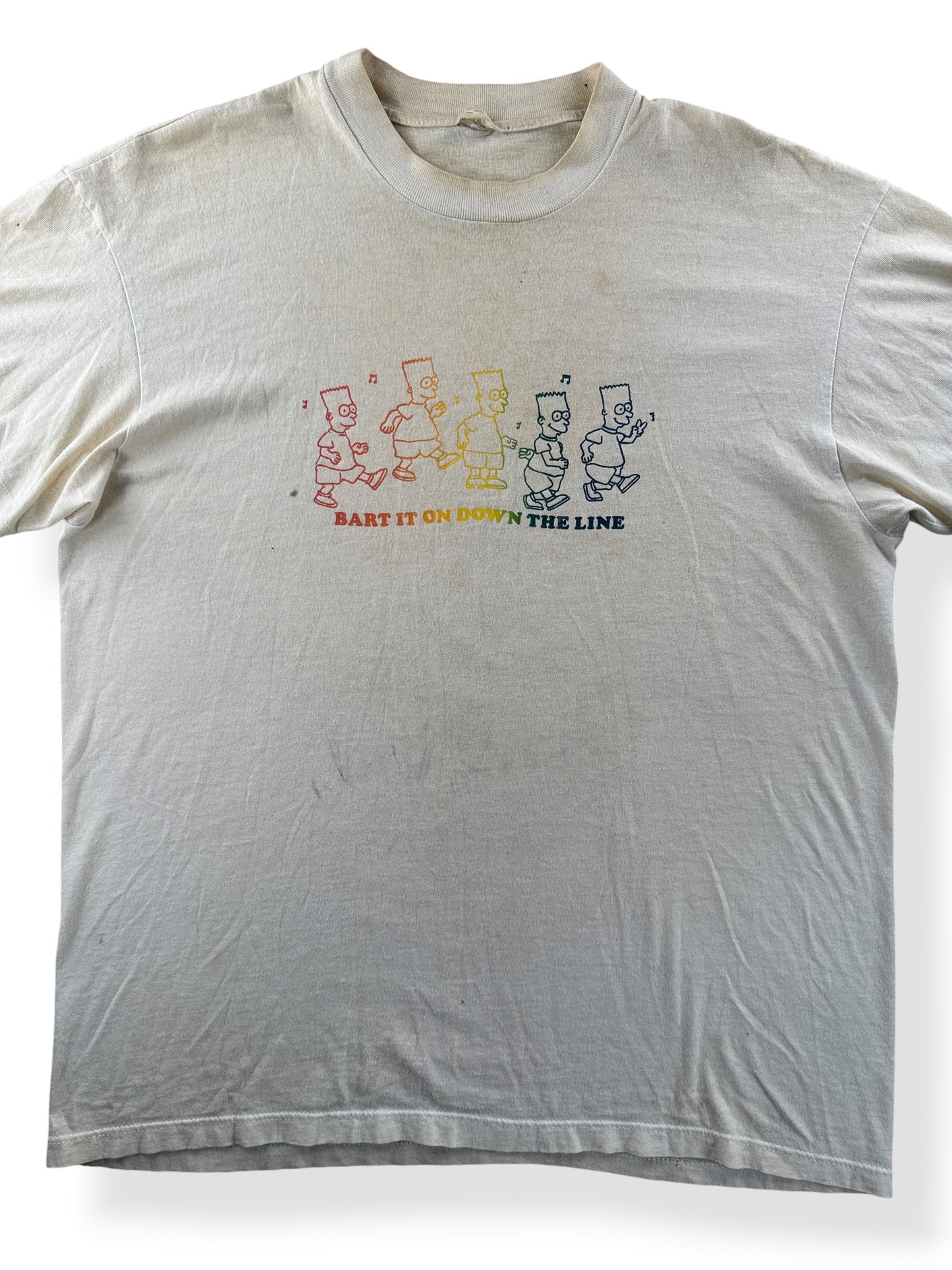 Close-up of Vintage Bart Simpson Bart On Down The Line Tee SZ XL