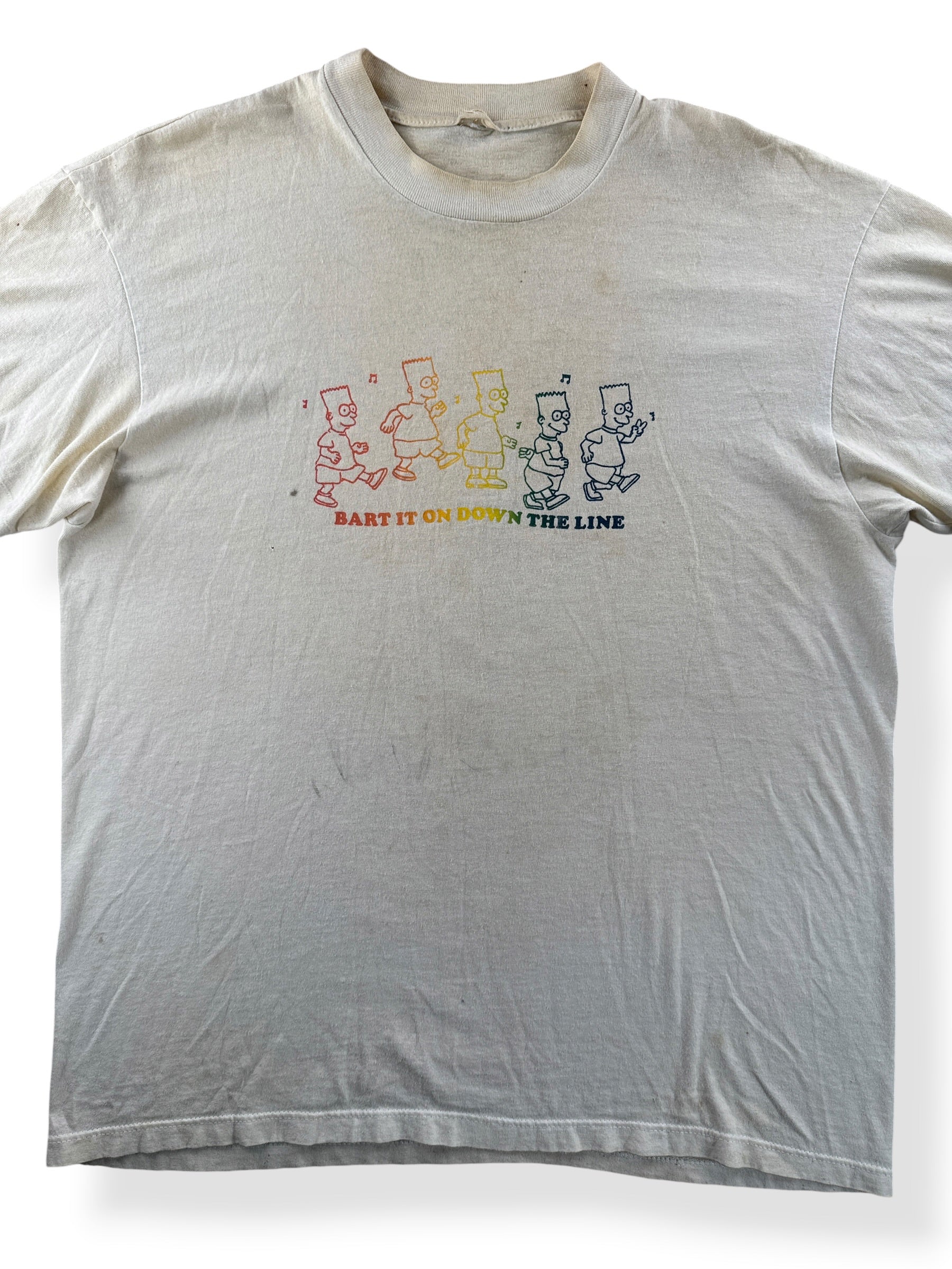 Close-up of Vintage Bart Simpson Bart On Down The Line Tee SZ XL