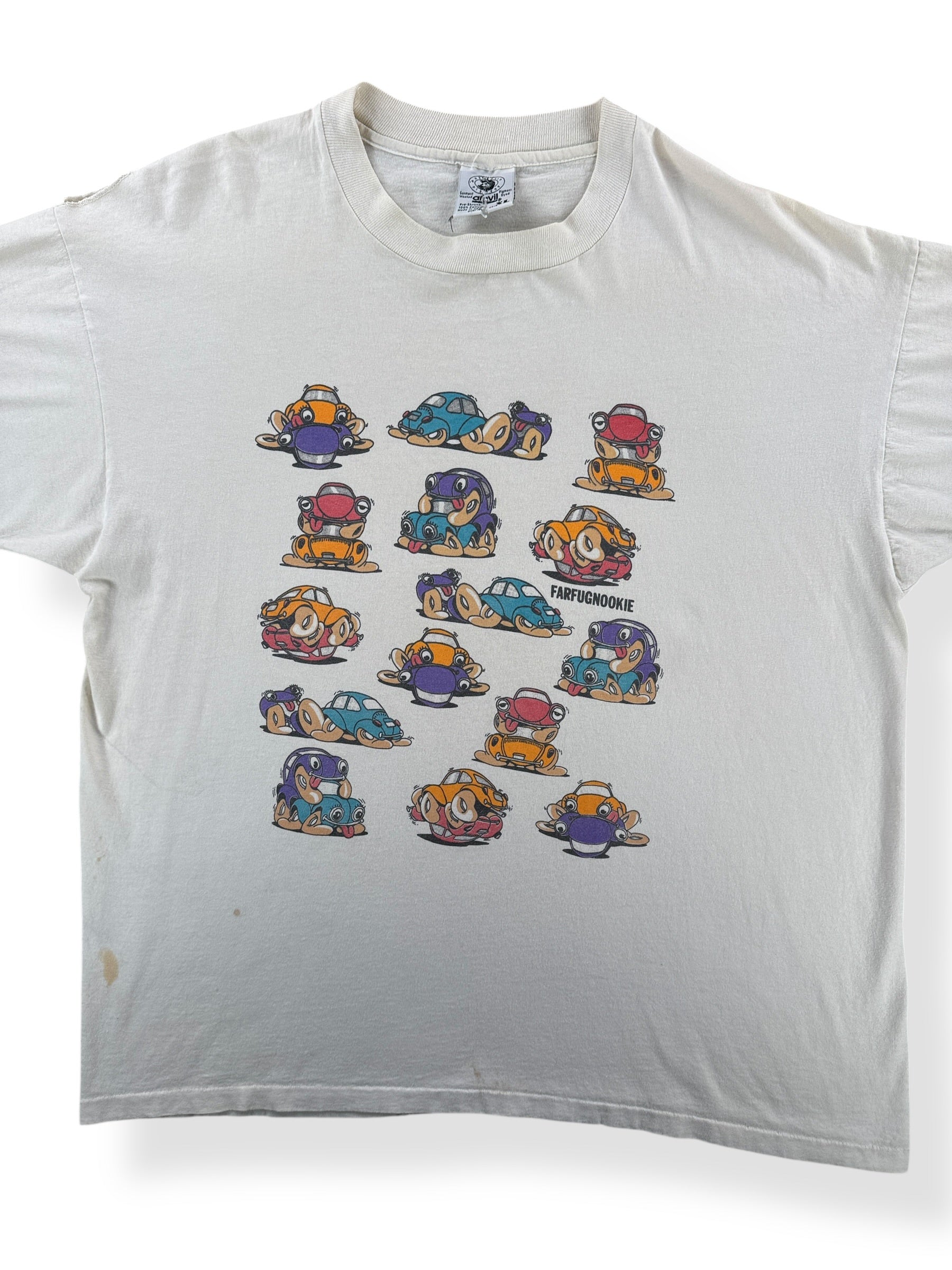 Front Close Up of Vintage Farfugnookie Car Tee SZ XL
