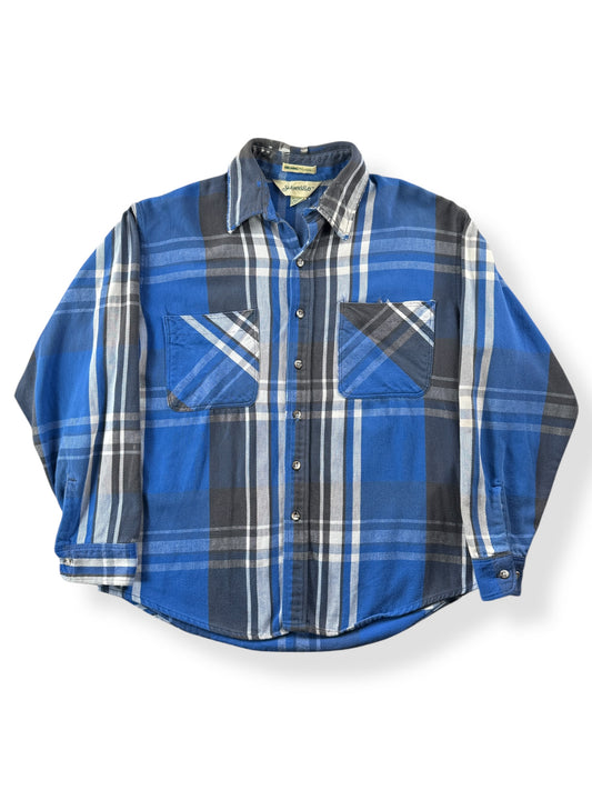 Front of Vintage Big Mac Blue Plaid Cotton Flannel SZ L
