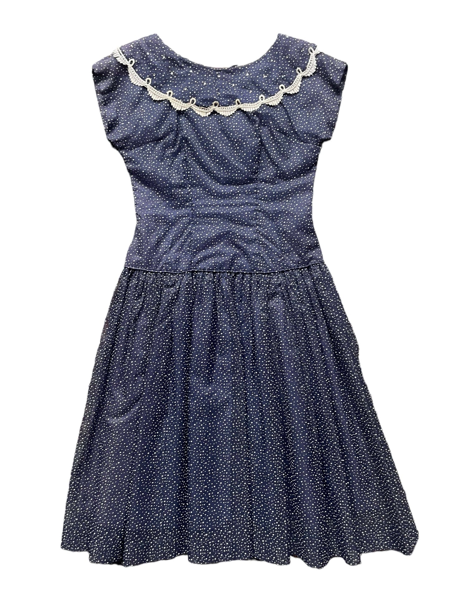 Vintage 1940s Navy Blue Swiss Dot Dress Barn Owl Vintage Dresses