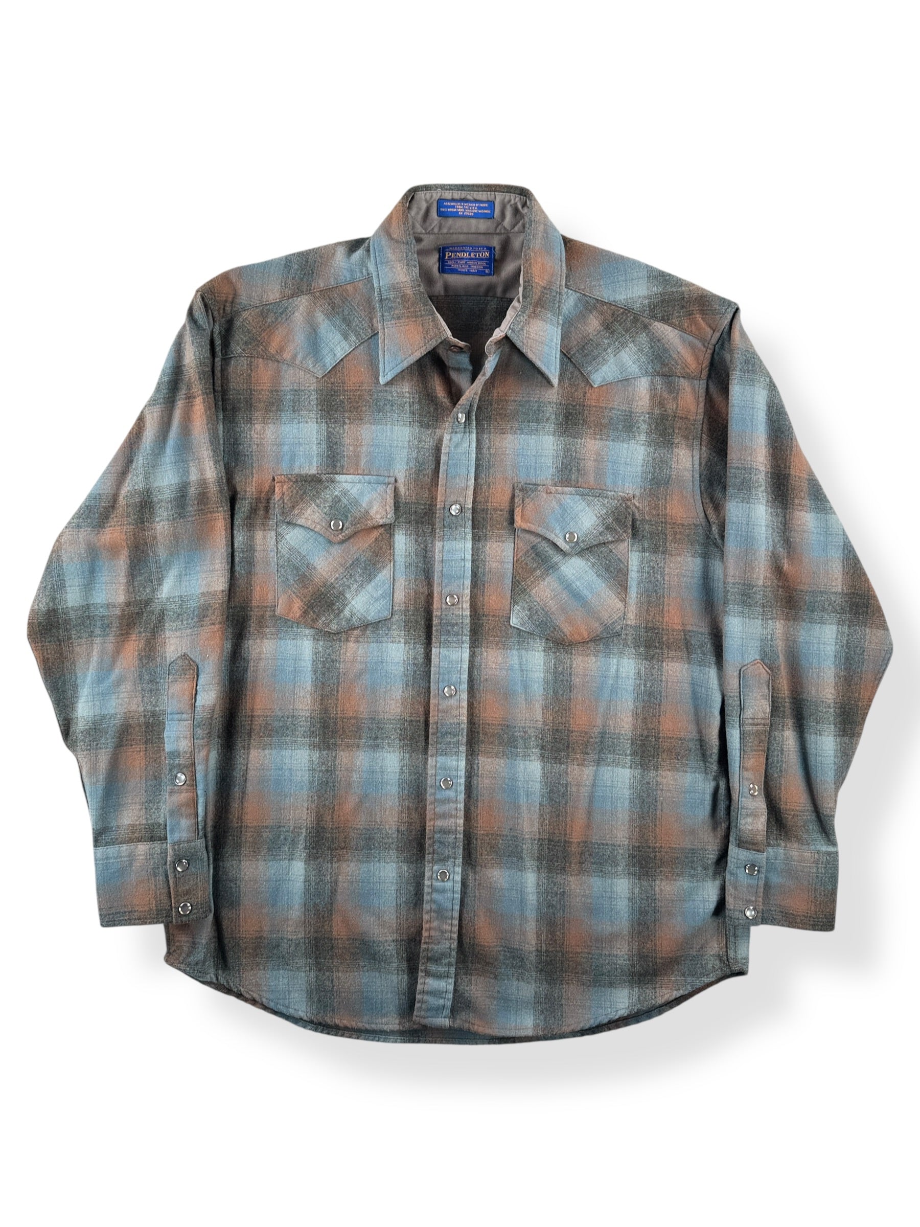 Front of Pre-2009 Pendleton Shadow Plaid Western Shirt SZ L