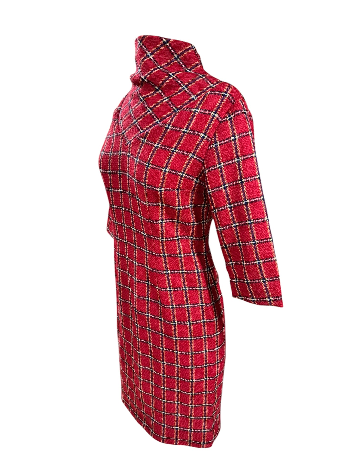 Side view of 1960s Plaid Wool Blend Dress S